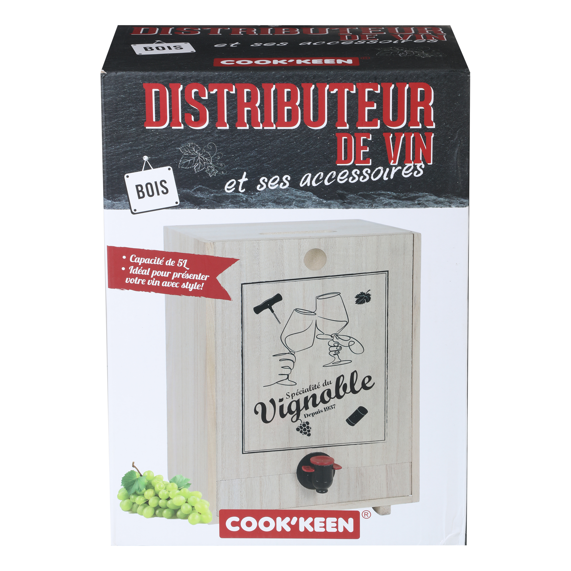 Boîte à vin en bois + poche de 5L
