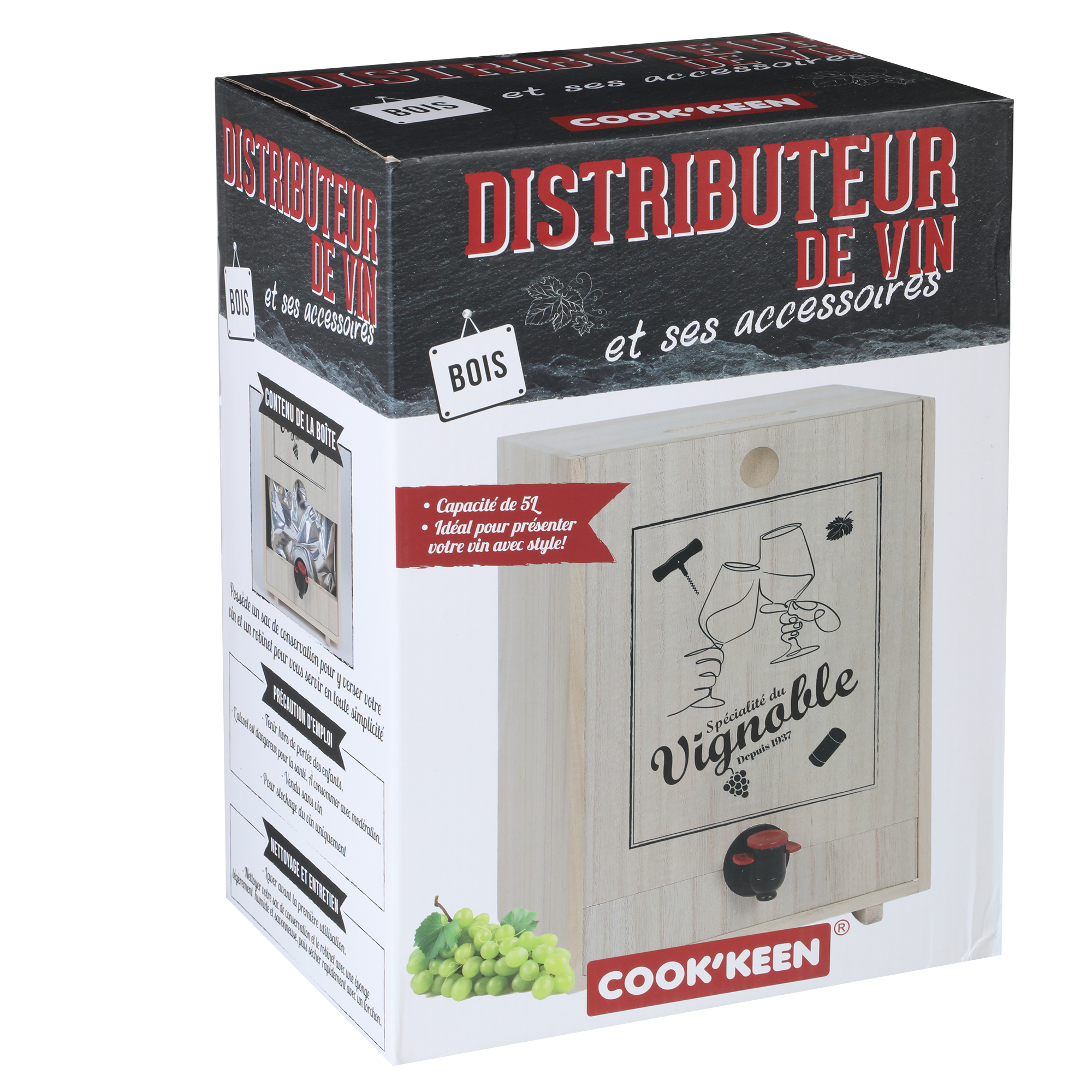 Boîte à vin en bois + poche de 5L