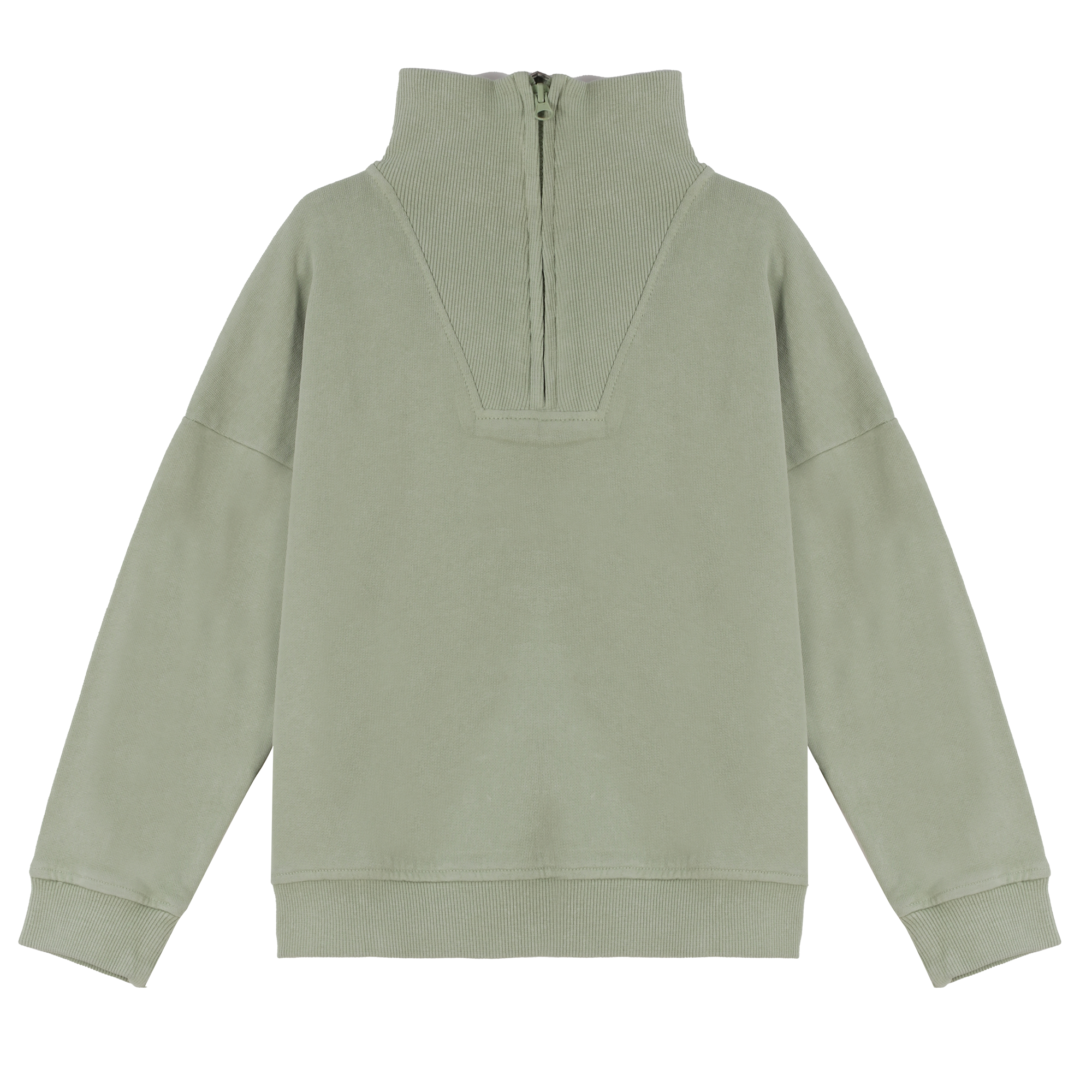 Sweat col montant zippé 3/12 ans - Kaki