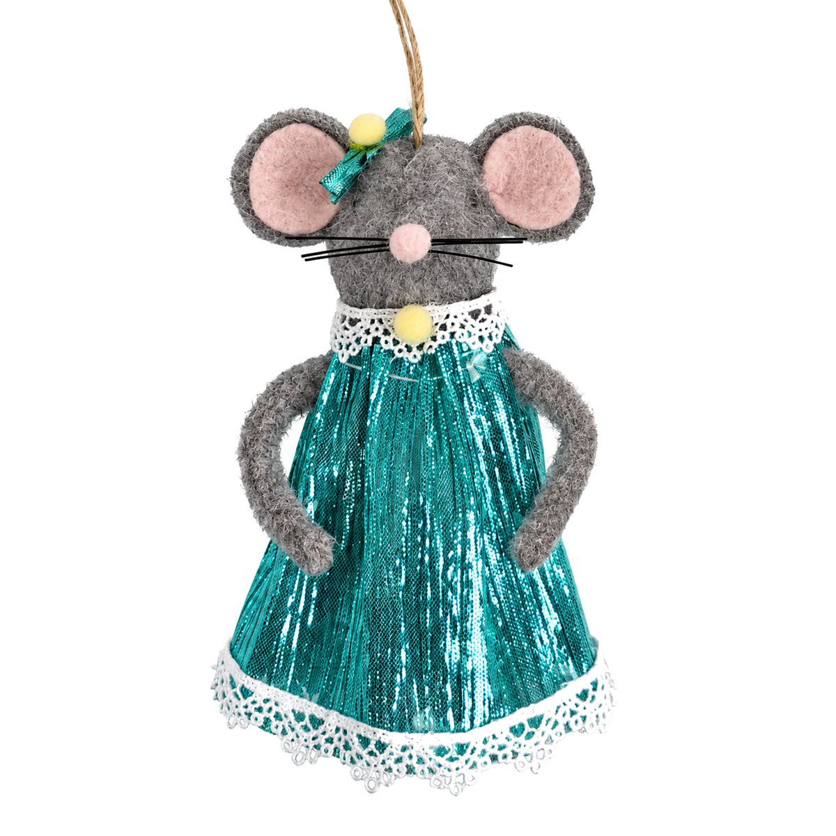 Suspension de Noël souris en peluche – 6 × 4 × 10 cm