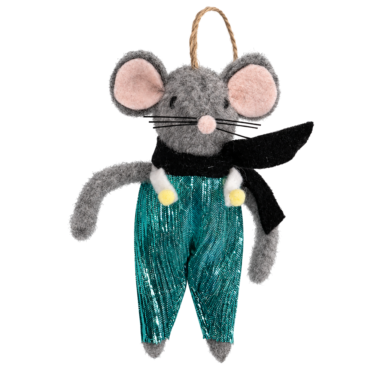 Suspension de Noël souris en peluche – 6 × 4 × 10 cm