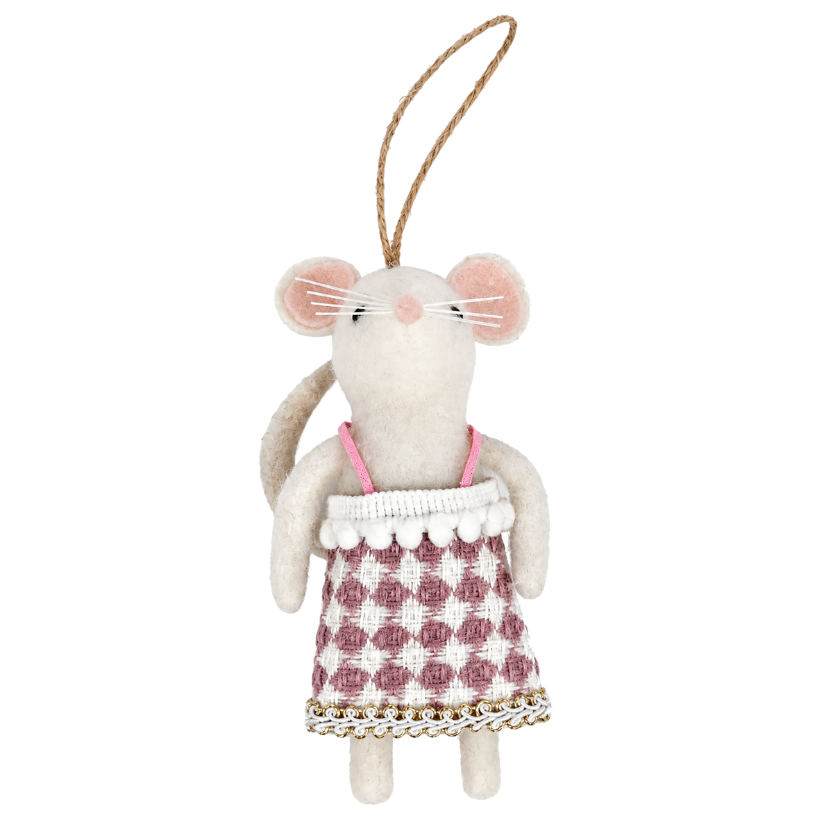 Suspension de Noël souris en peluche – 6 × 4 × 10 cm
