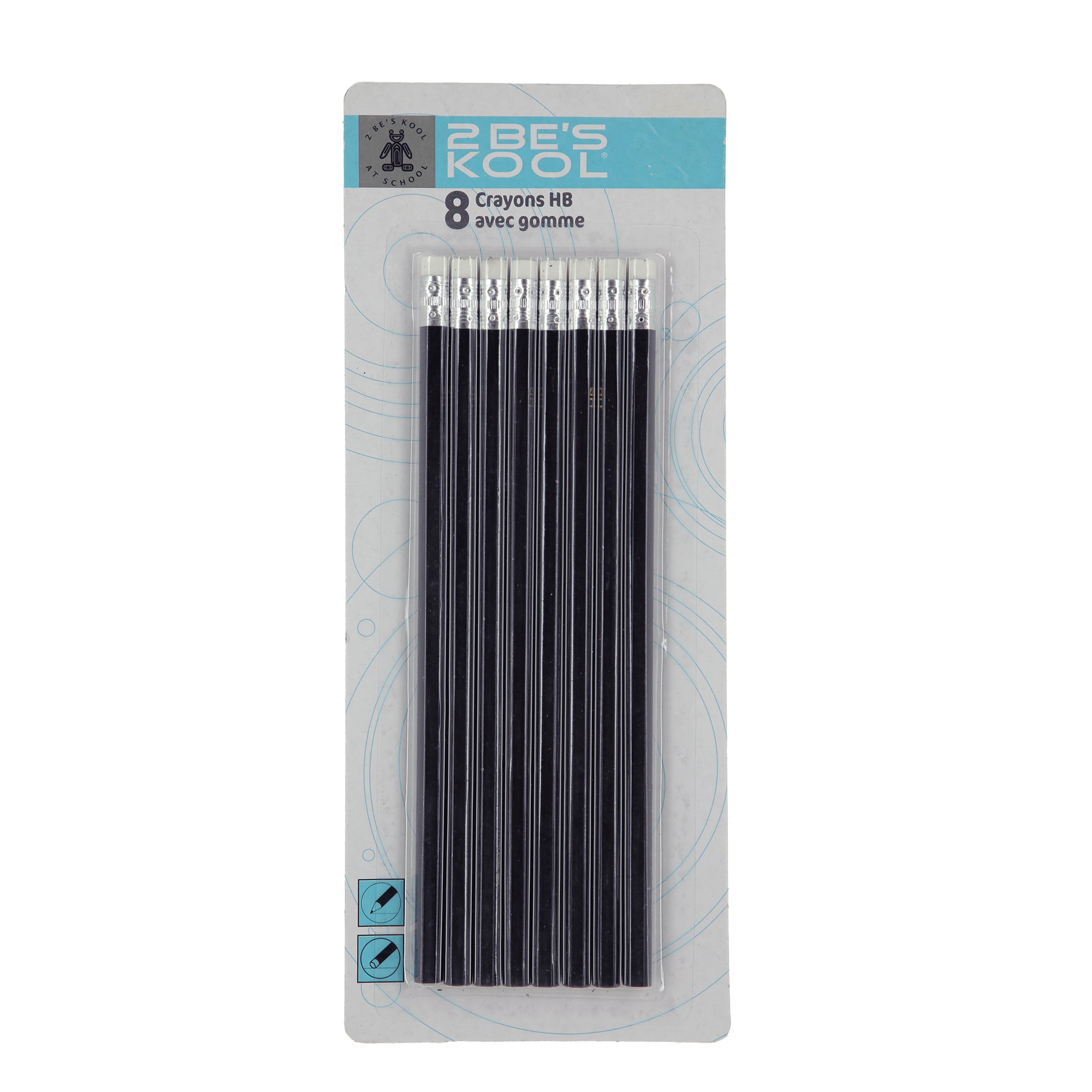 Crayons de papier HB embout gomme x8