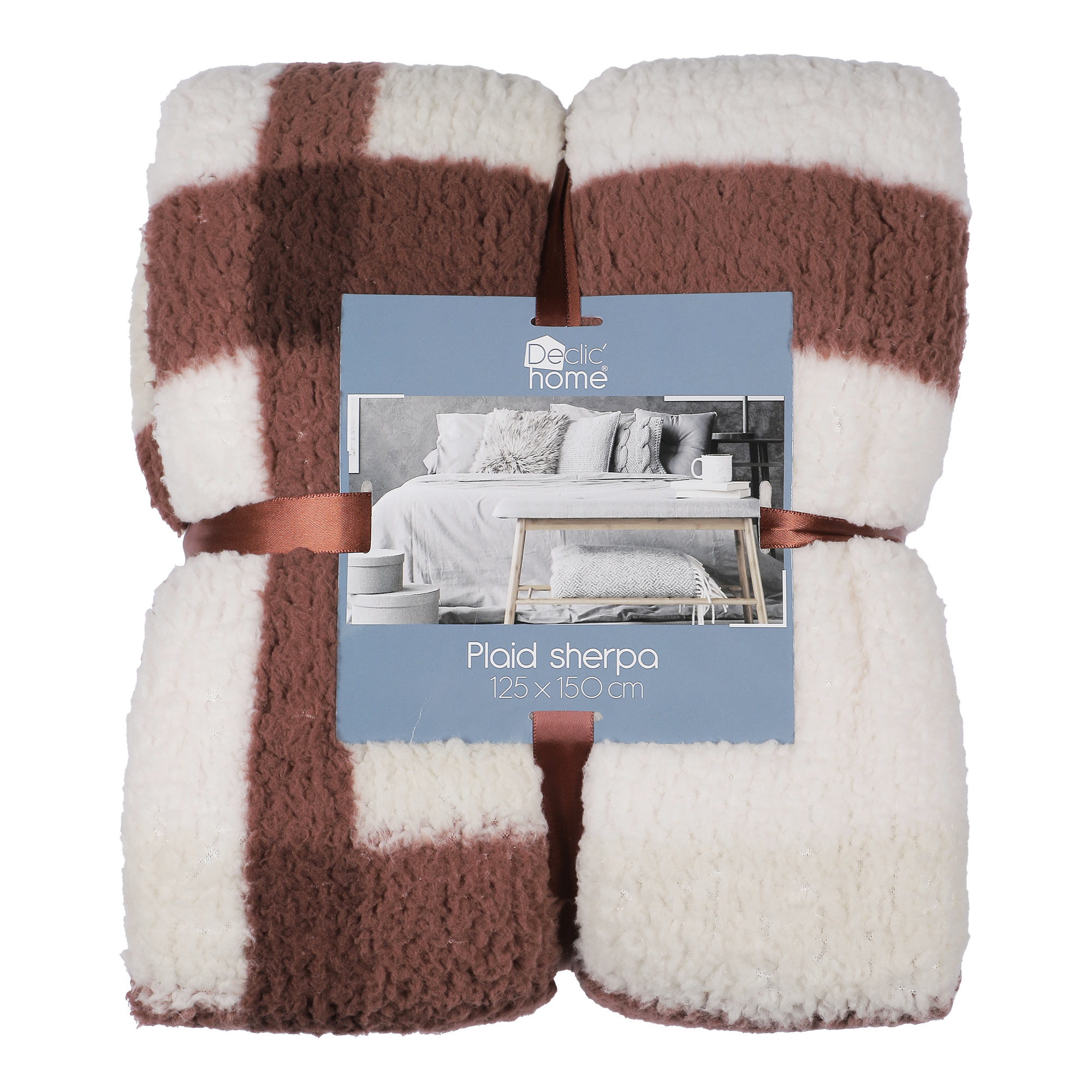 Plaid sherpa à carreaux  - Rose