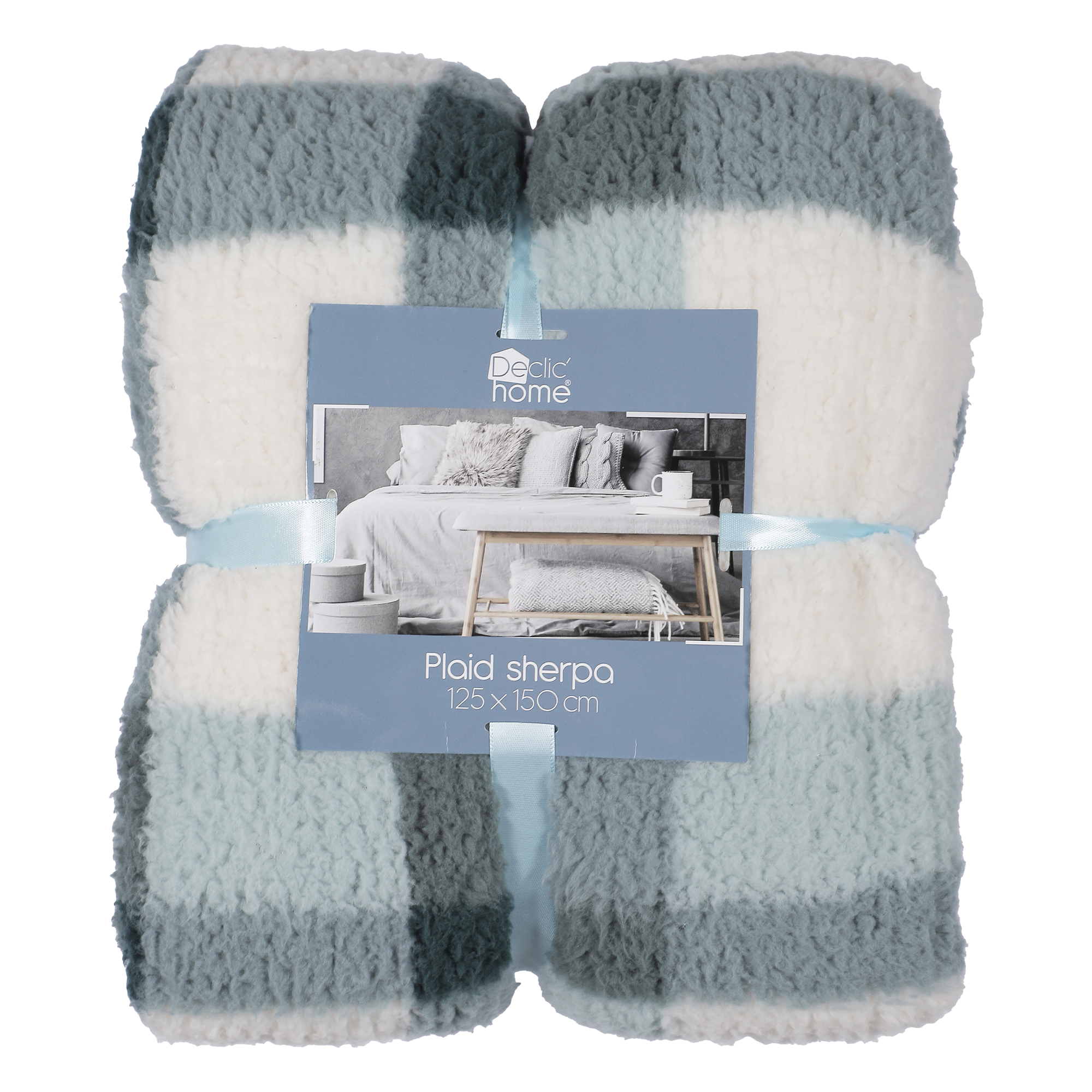 Plaid sherpa à carreaux  - Beige