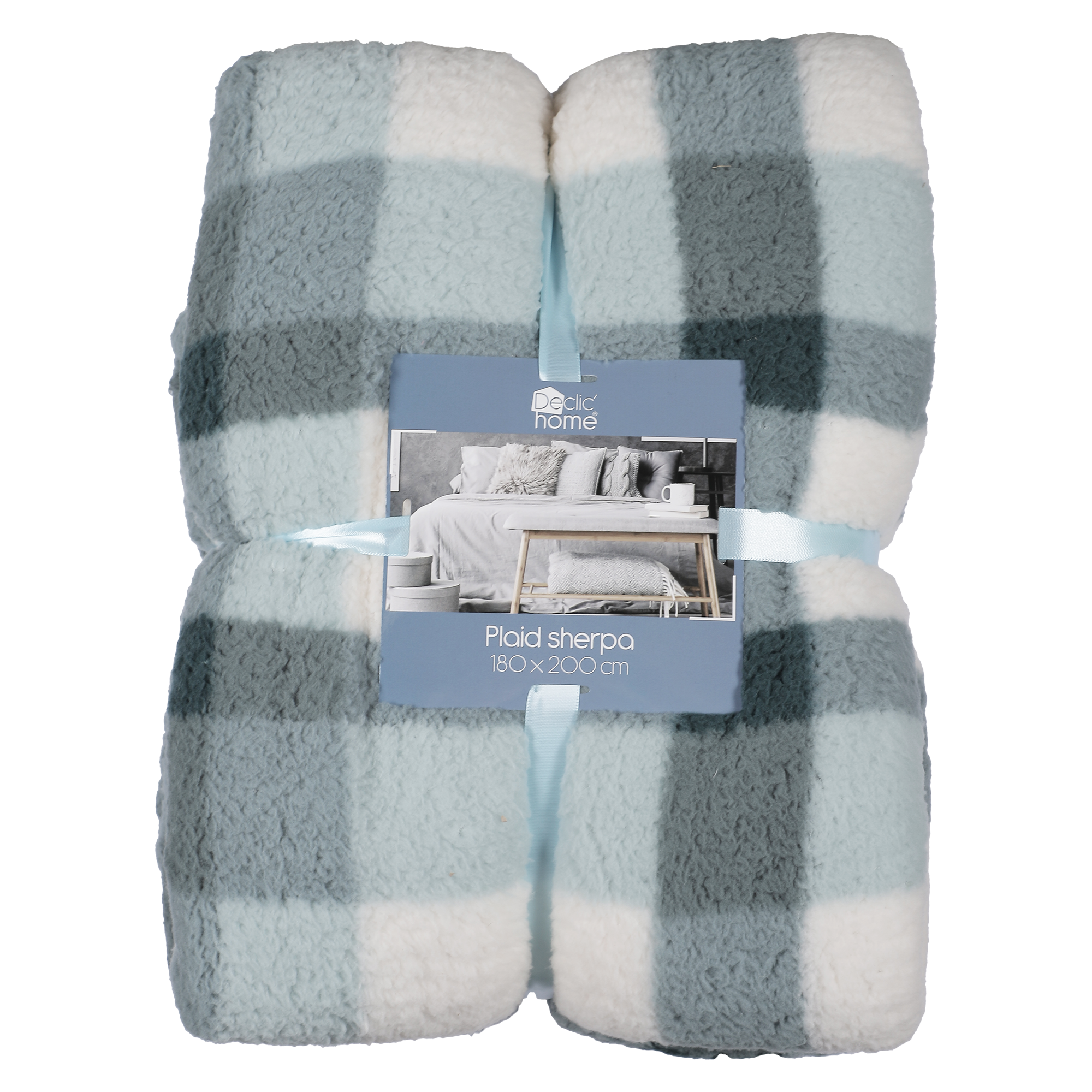 Plaid sherpa à carreaux  - Beige