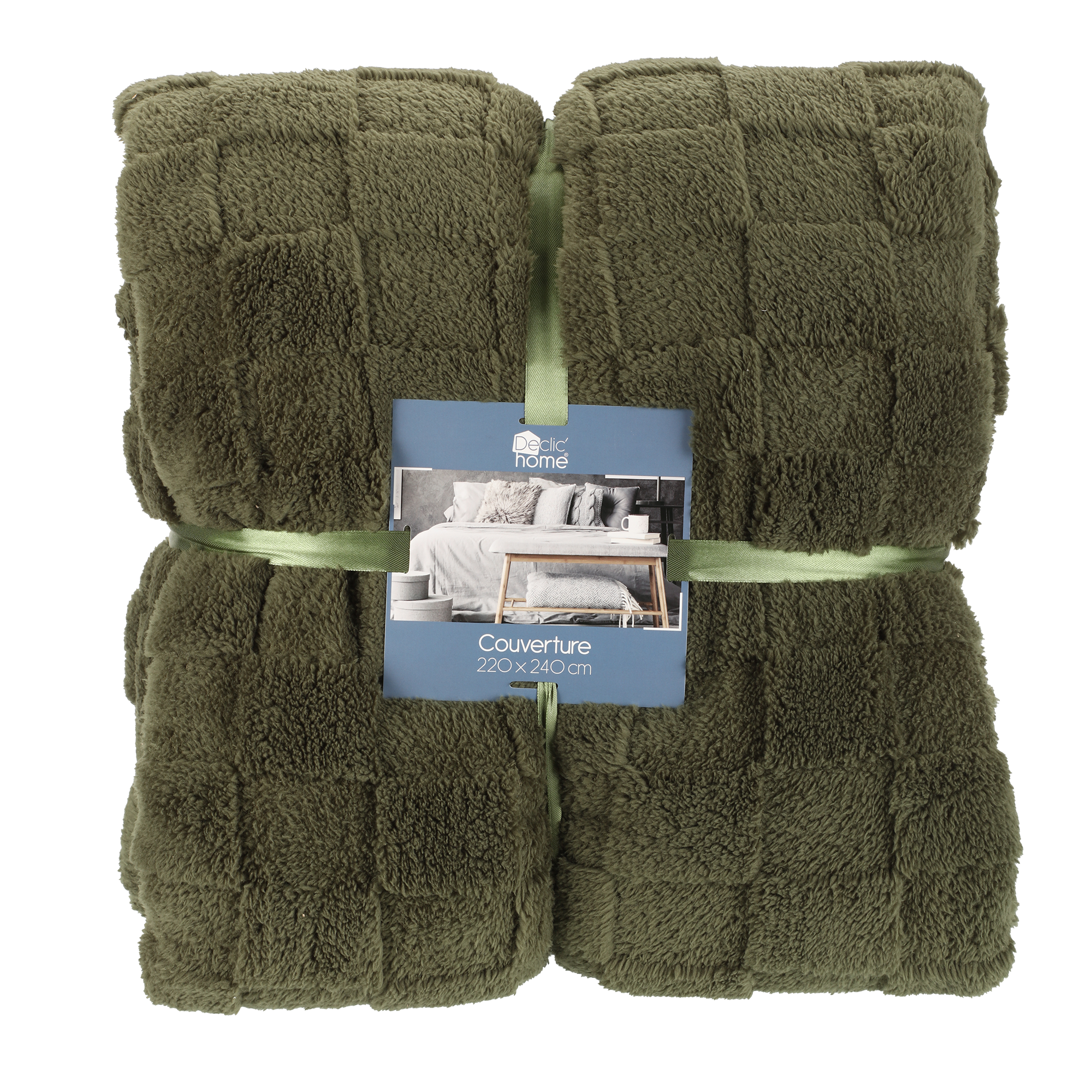 Couverture damier 220x240cm - Vert