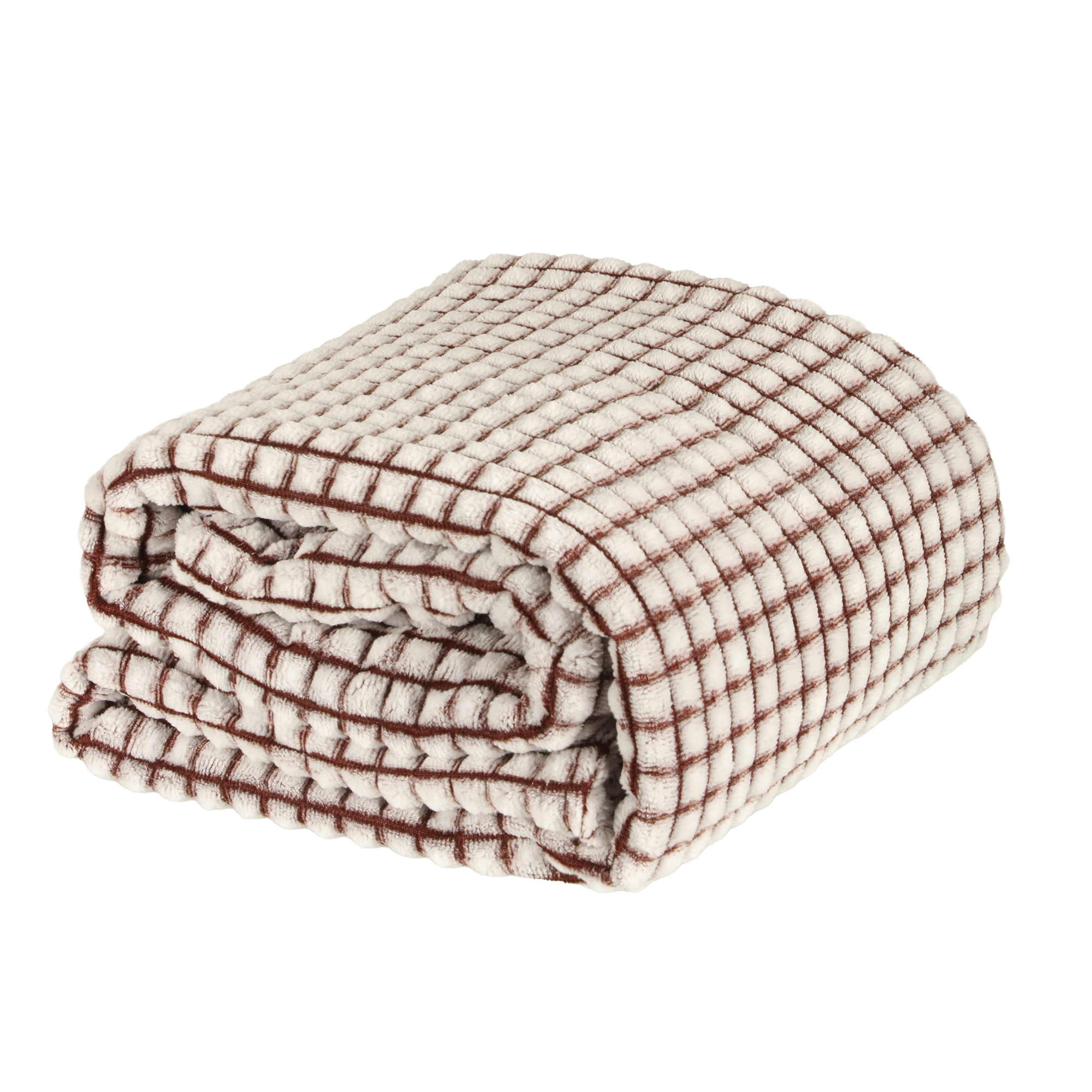 Plaid en flanelle quadrillé 125x150cm - Marron