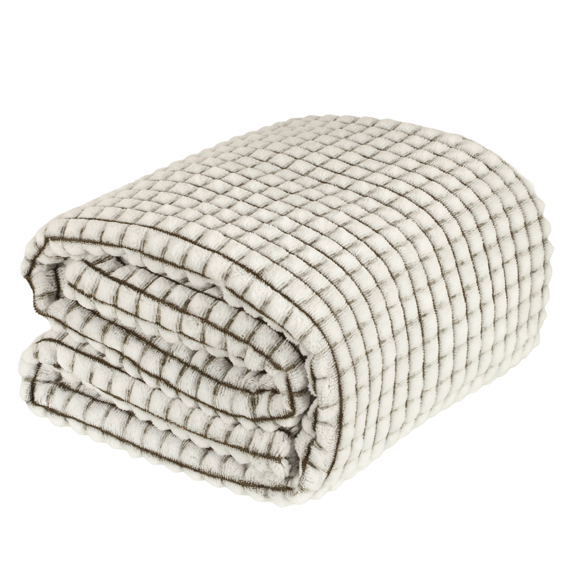 Plaid en flanelle quadrillé 125x150cm - Marron