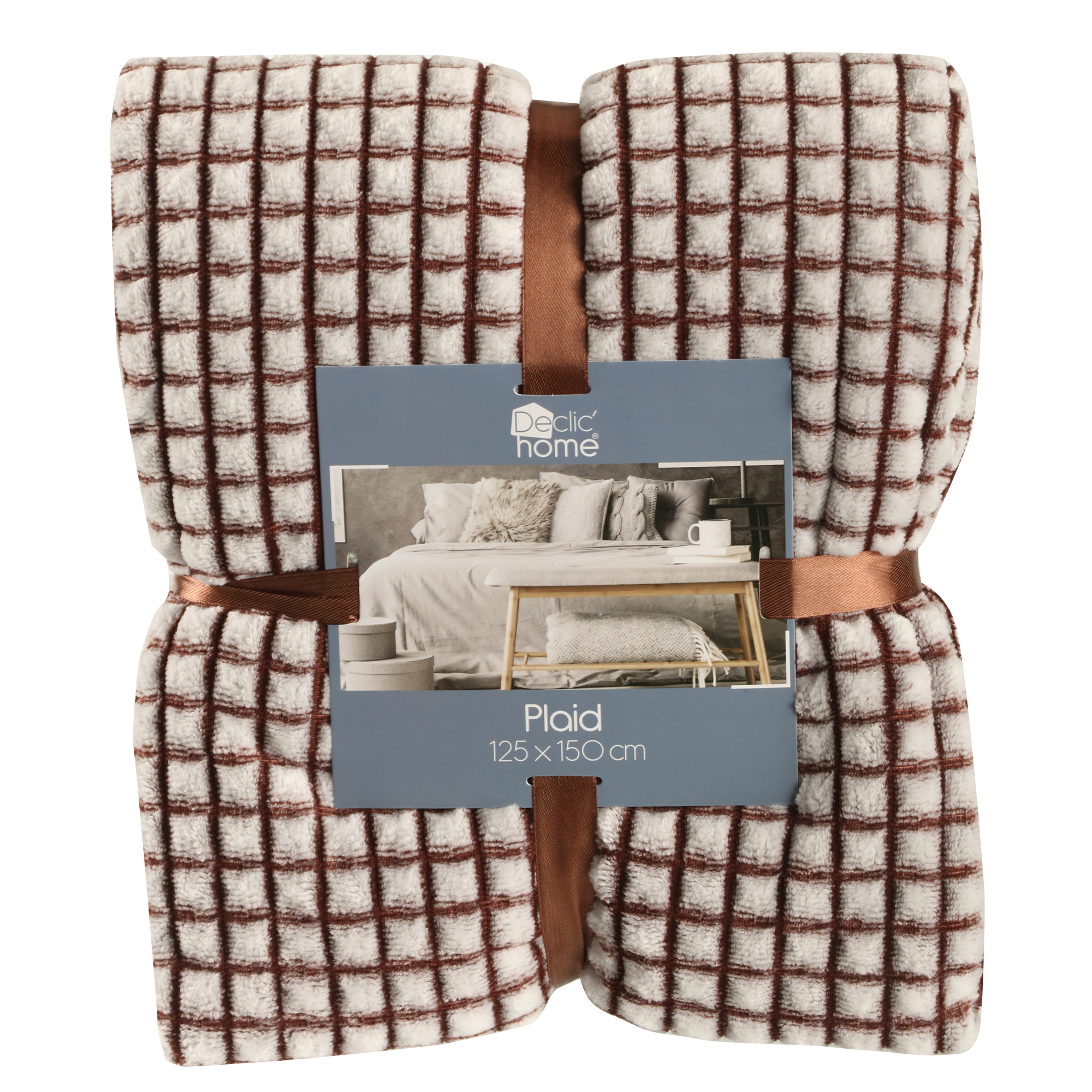 Plaid en flanelle quadrillé 125x150cm - Marron