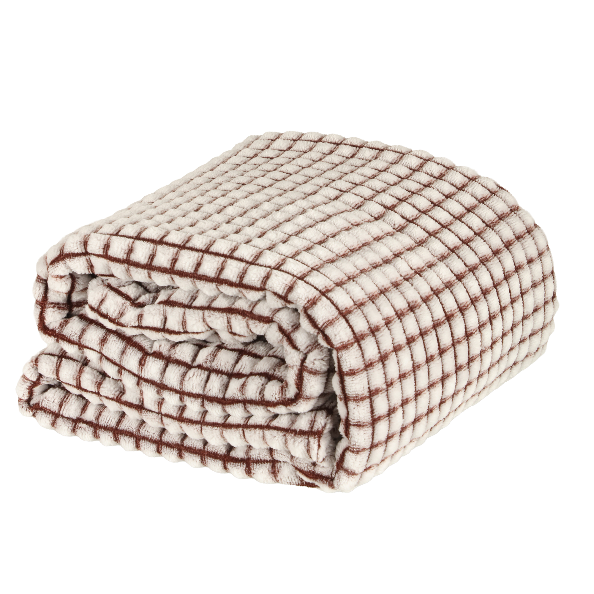 Plaid en flanelle quadrillé 125x150cm - Marron