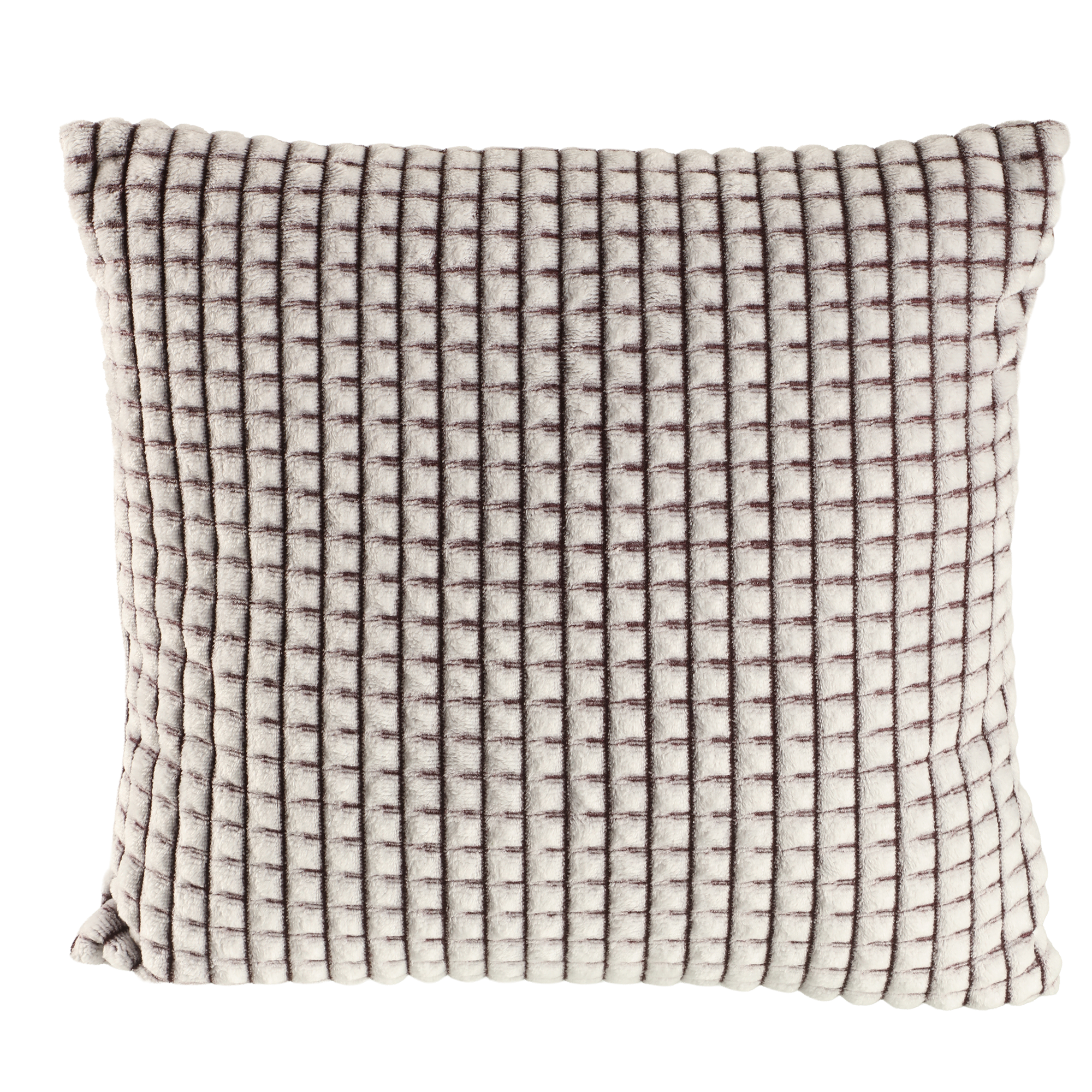 Coussin en flanelle quadrillée 40x40cm - Marron
