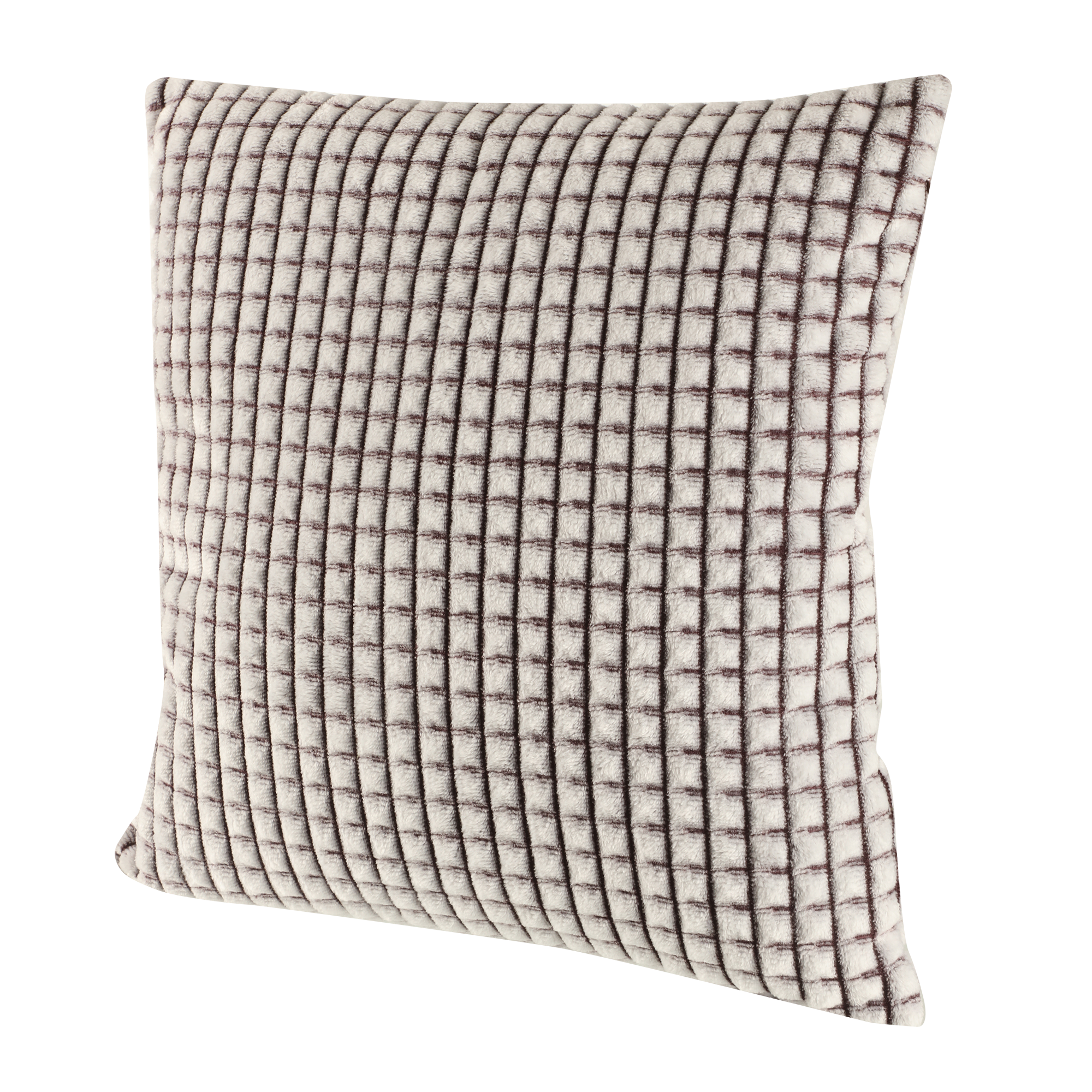 Coussin en flanelle quadrillée 40x40cm - Marron