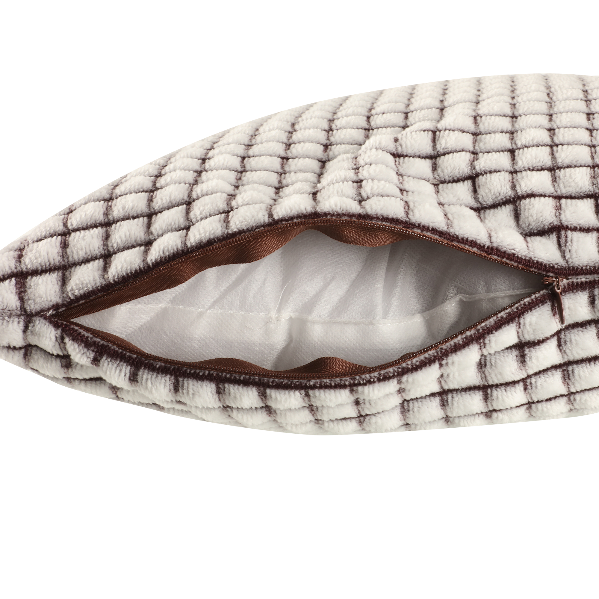 Coussin en flanelle quadrillée 40x40cm - Marron