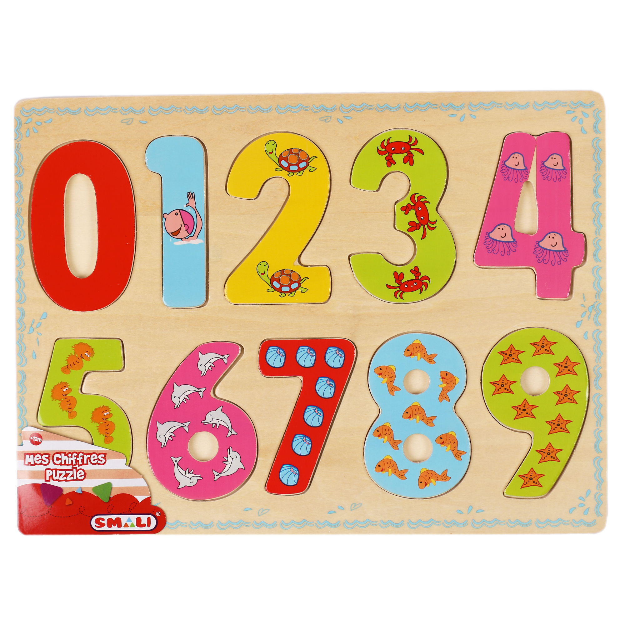 Puzzle en bois chiffres - Bleu