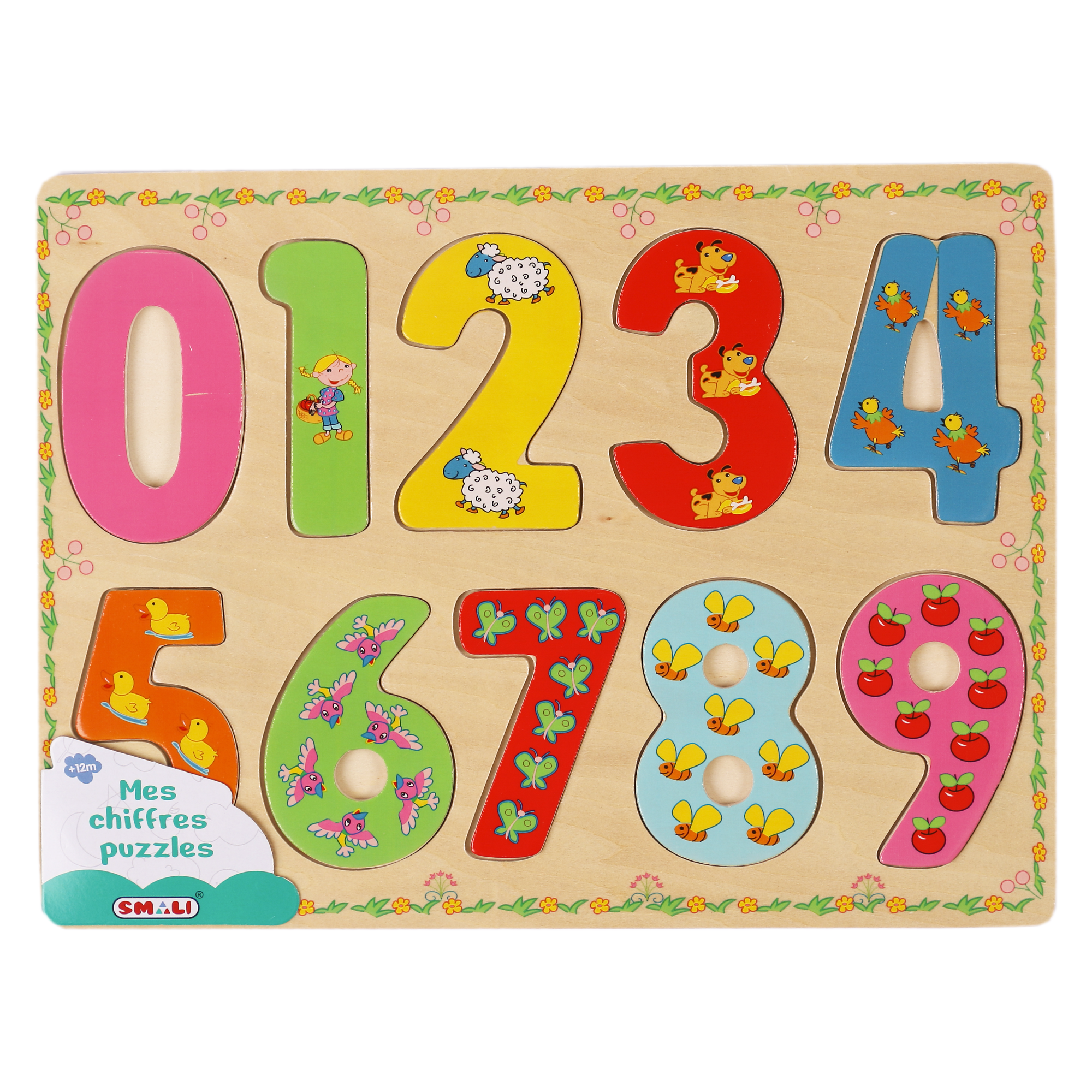 Puzzle en bois chiffres - Jaune
