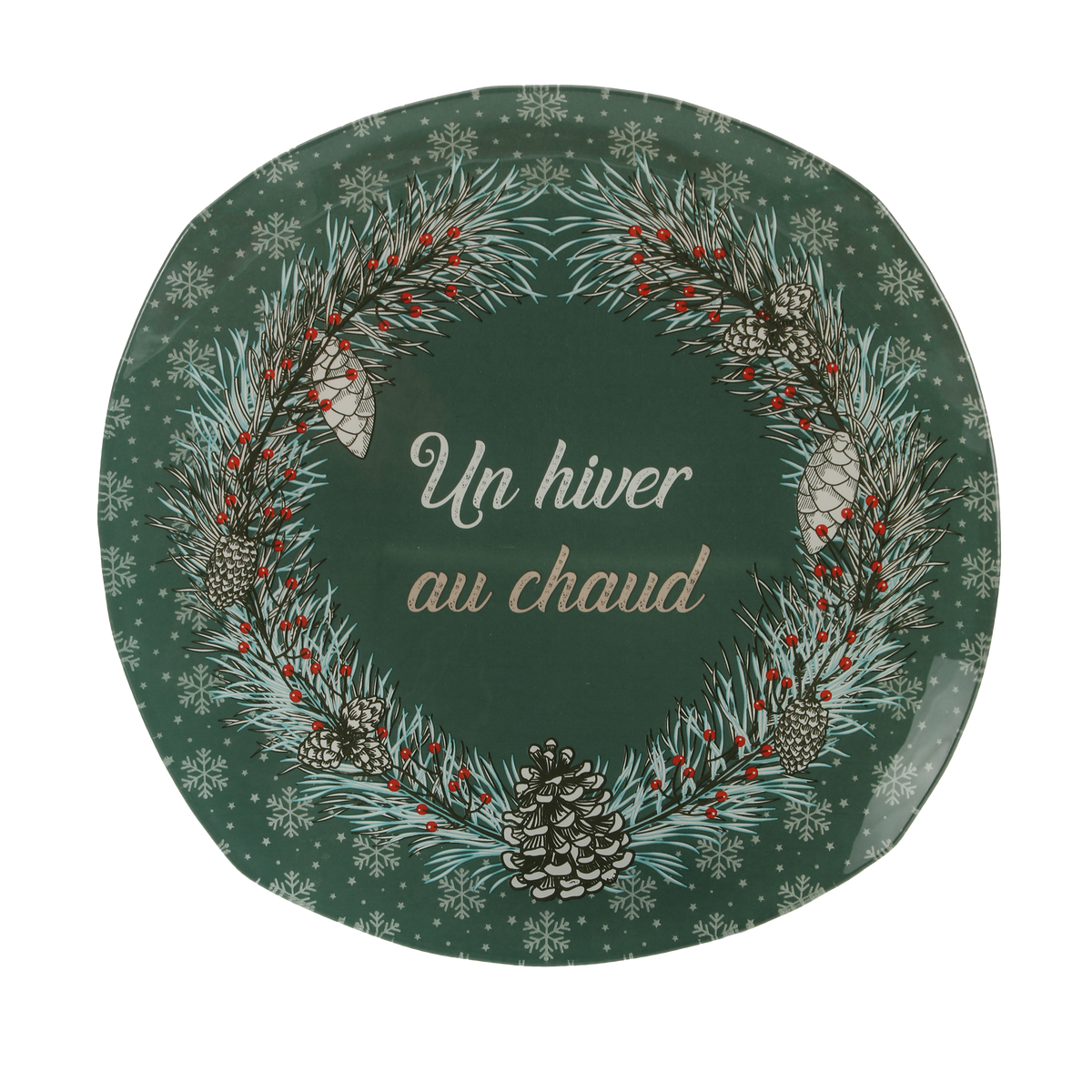Assiette en verre Noël - Vert