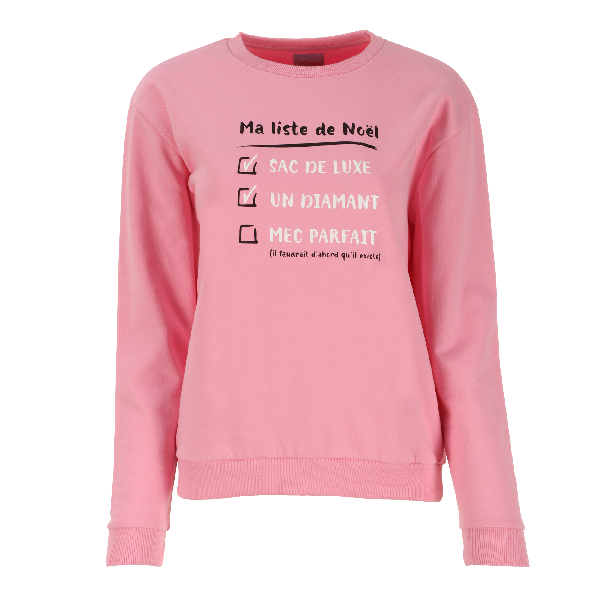 Sweat col rond de Noël - Rose