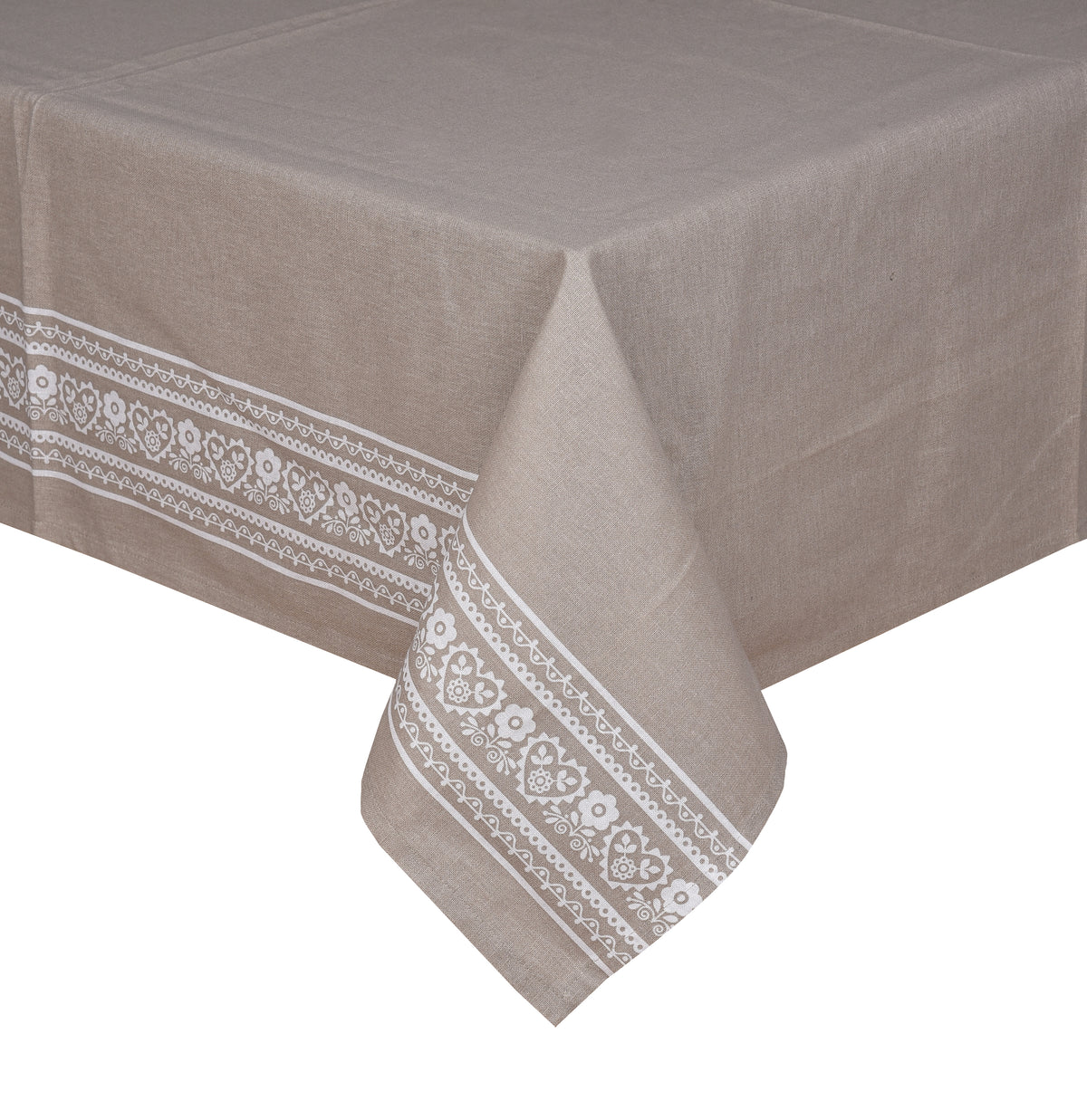 Nappe imprimée cœur Déclic Home 100 % coton – 140 × 280 cm - Gris