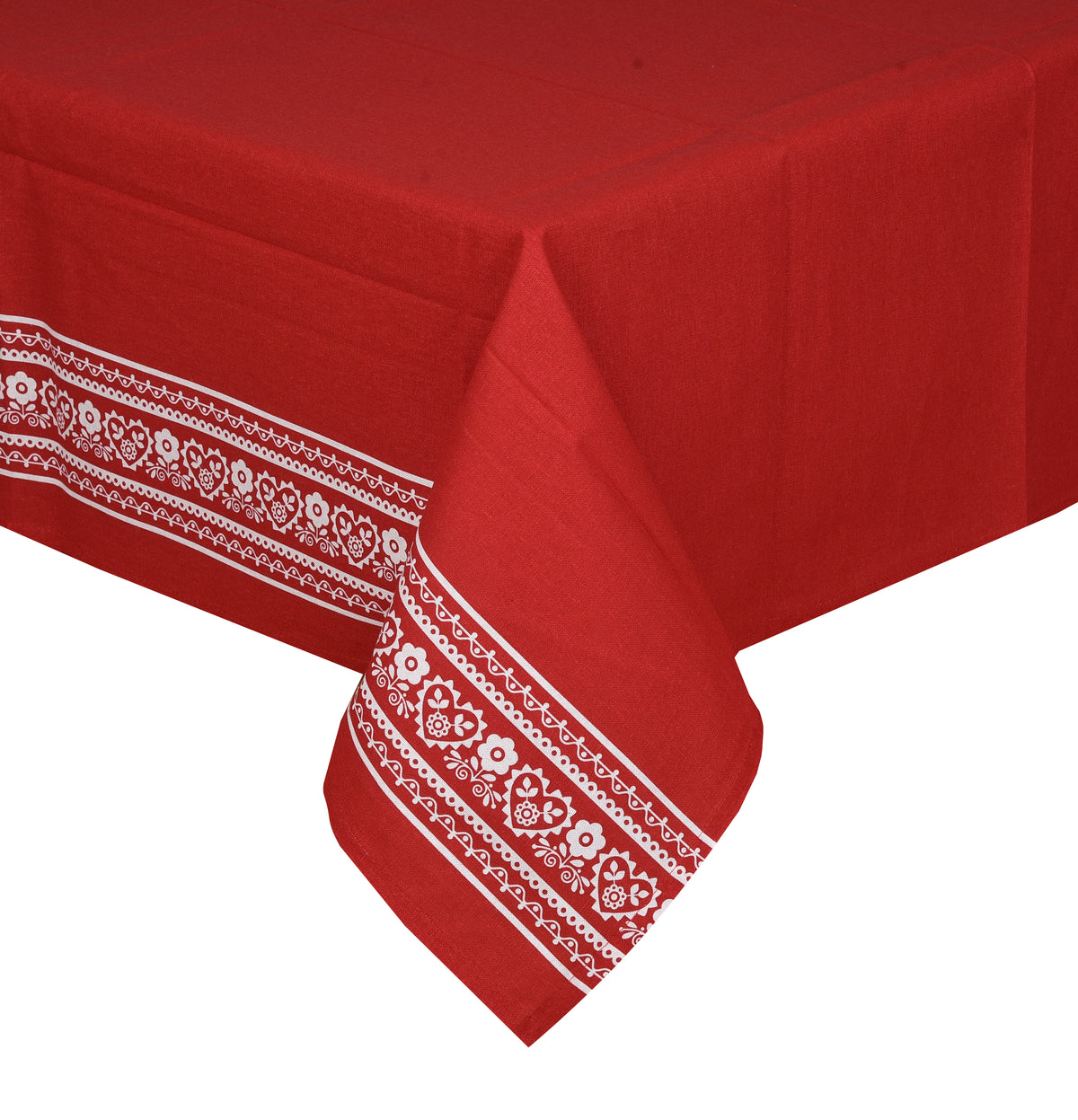 Nappe imprimée cœur Déclic Home 100 % coton – 140 × 280 cm - Marron