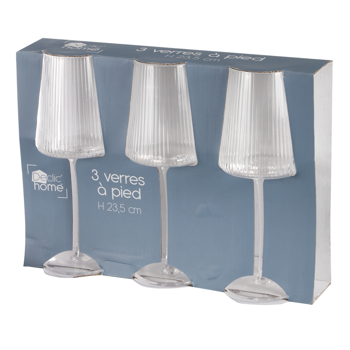 3 verres à pieds striés