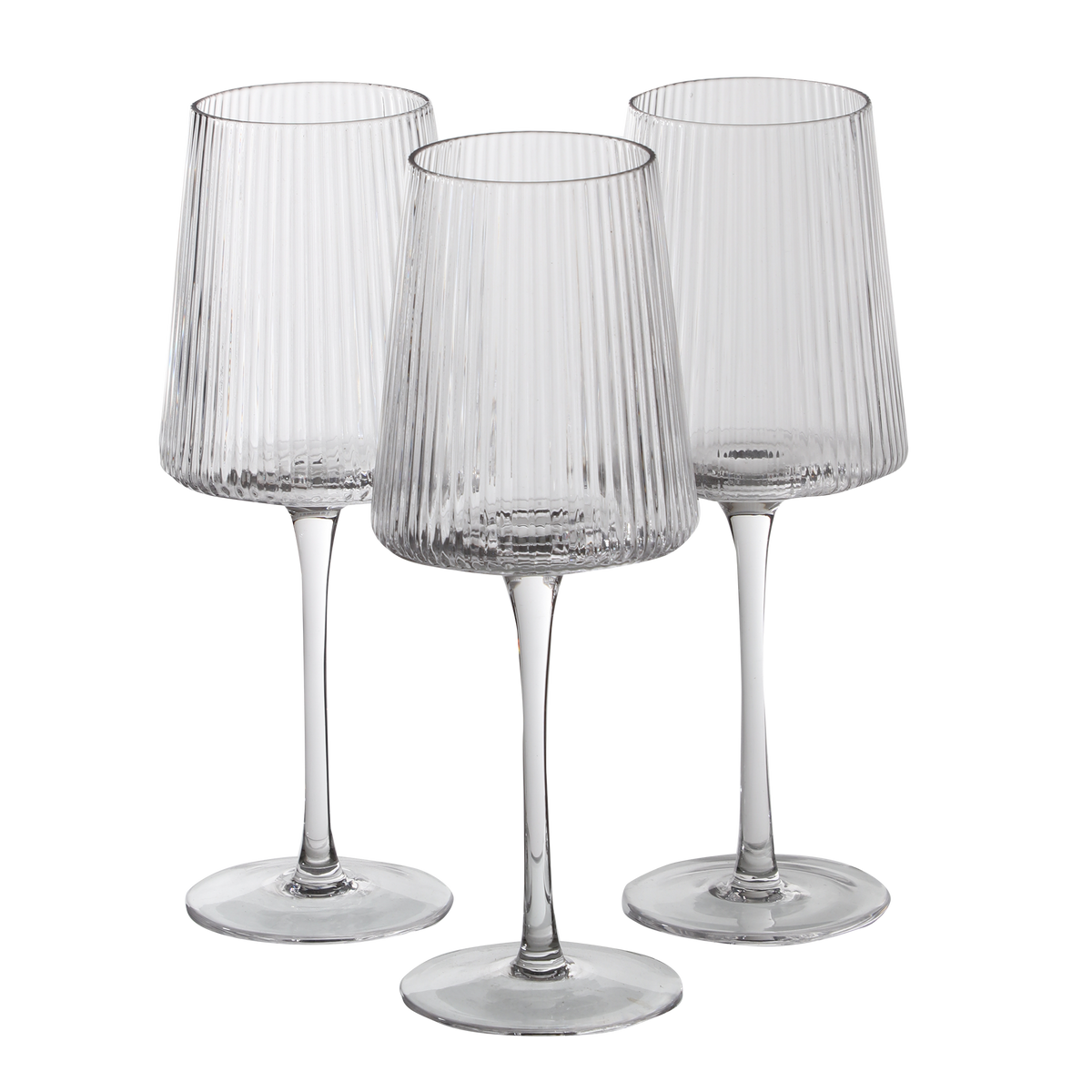 3 verres à pieds striés
