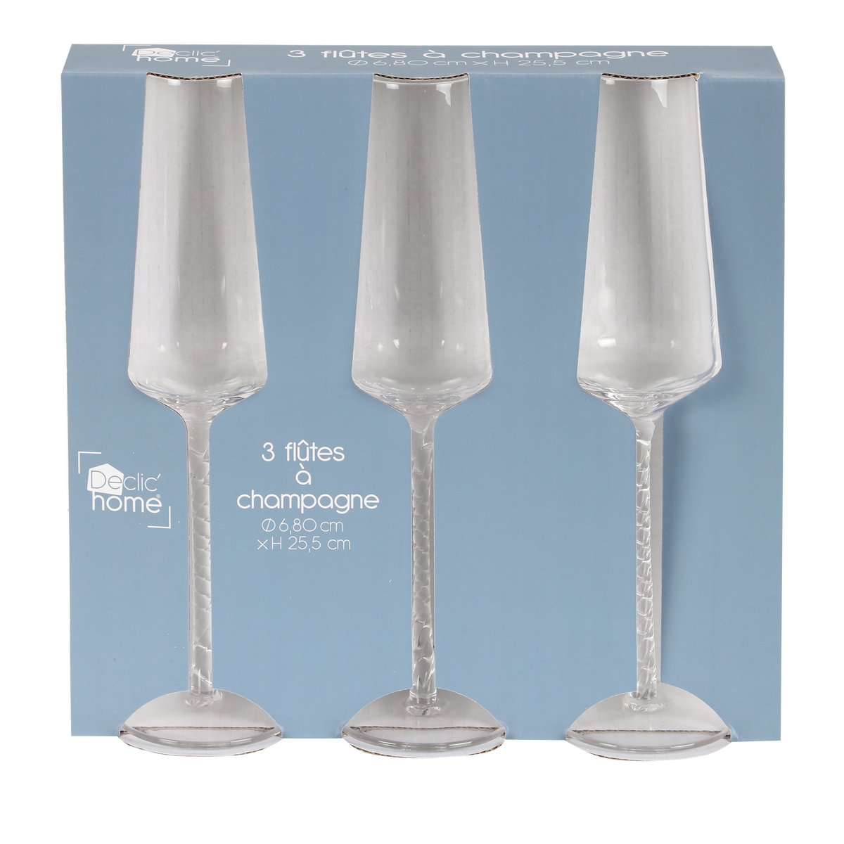3 flutes à champagne pied tosadé