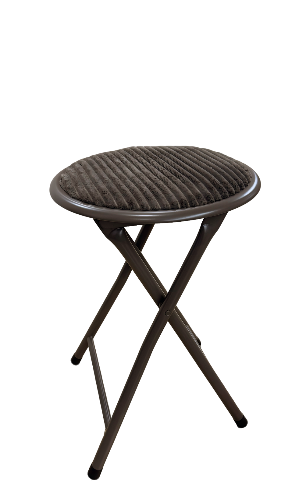 Tabouret pliable en velours côtelé - Marron