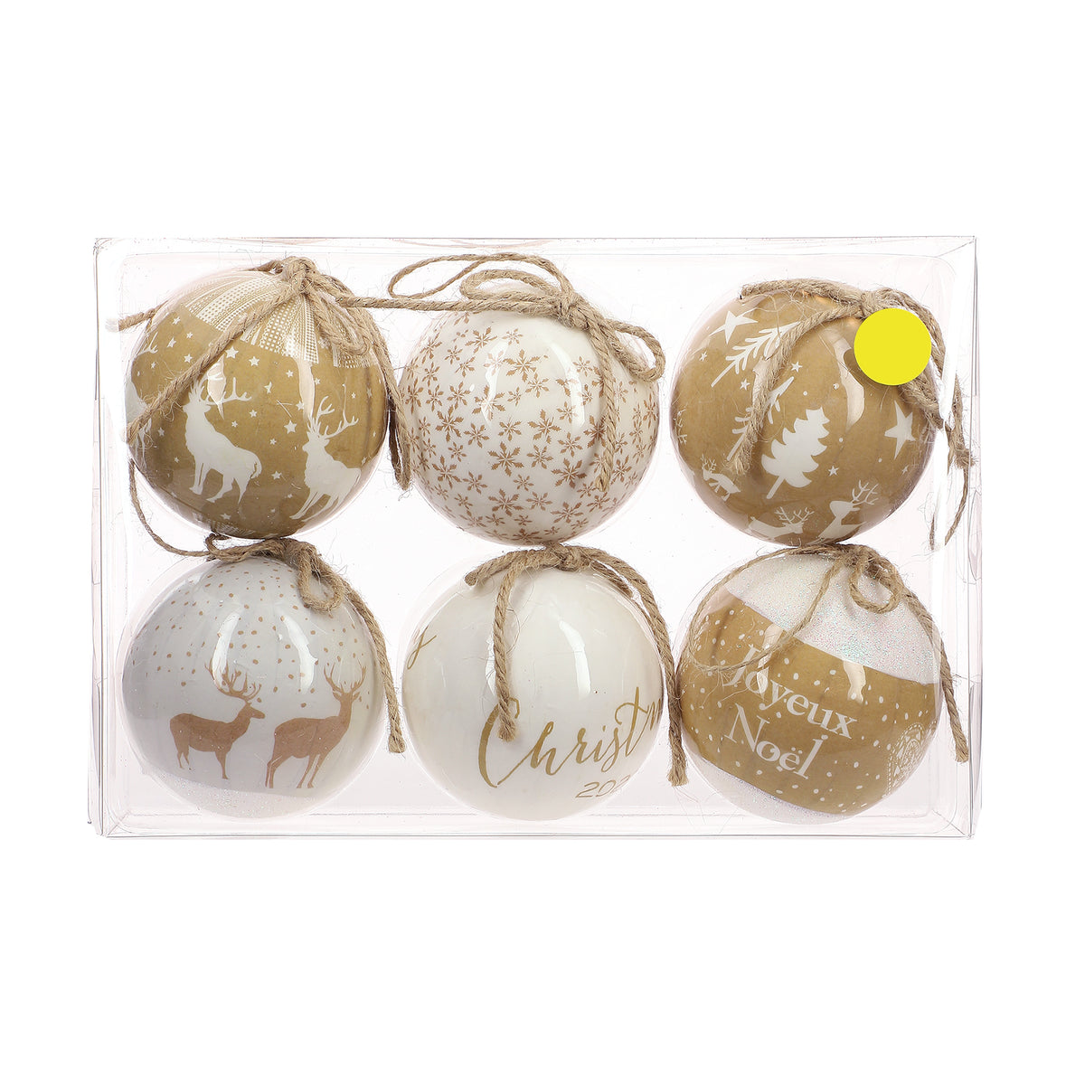 Lot de 6 boules de Noël  - Blanc