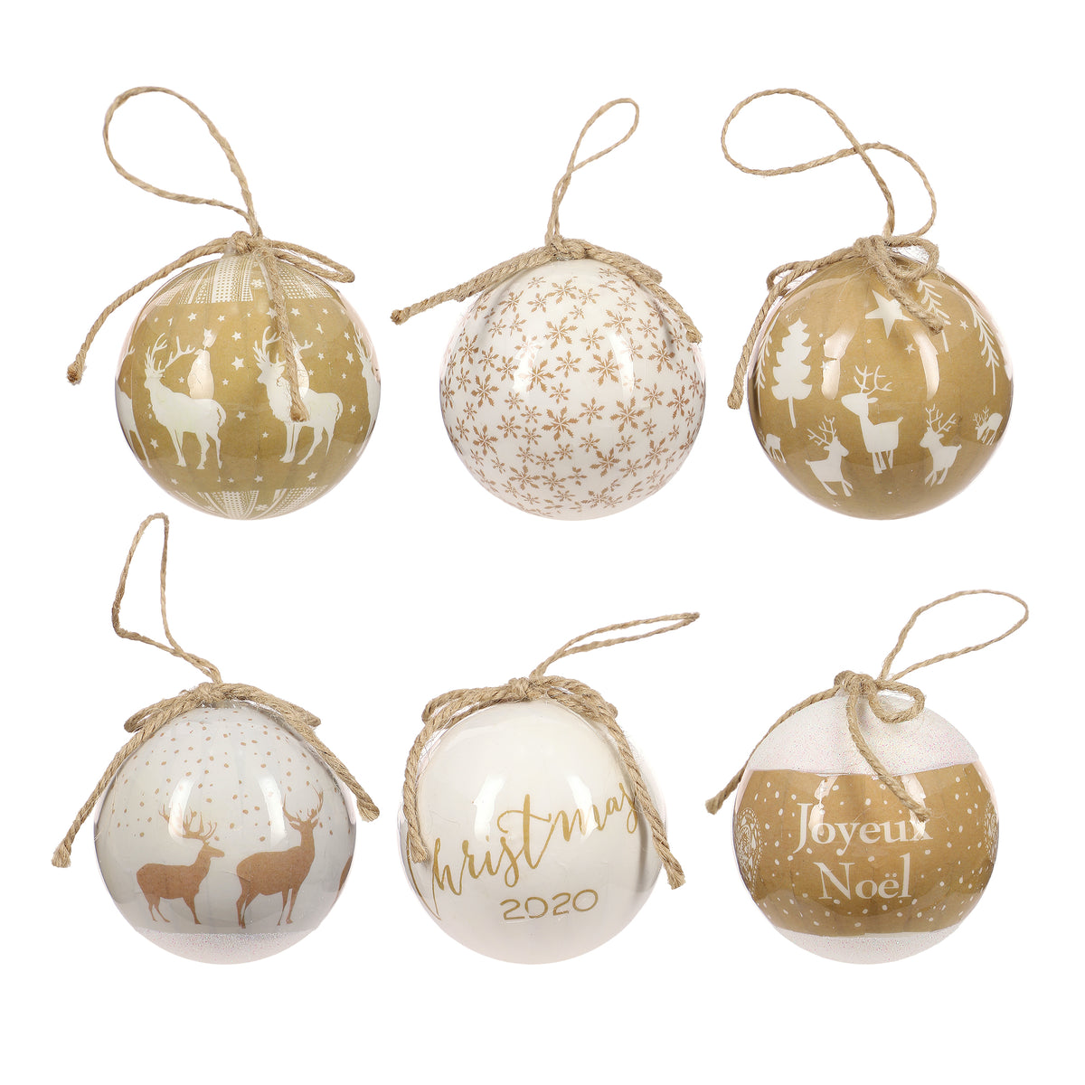 Lot de 6 boules de Noël  - Blanc