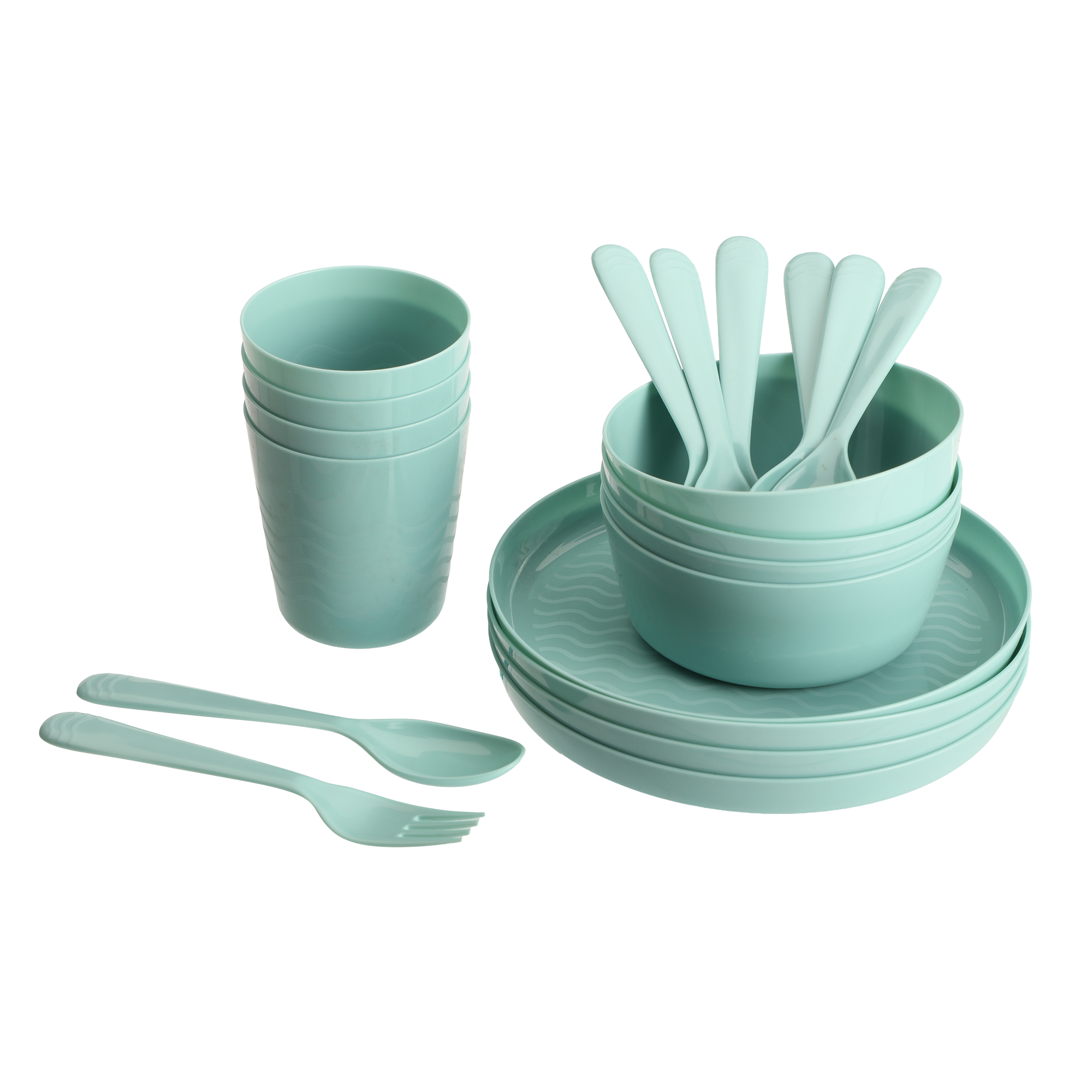 Vaisselle picnic 20 pièces en plastique - Vert