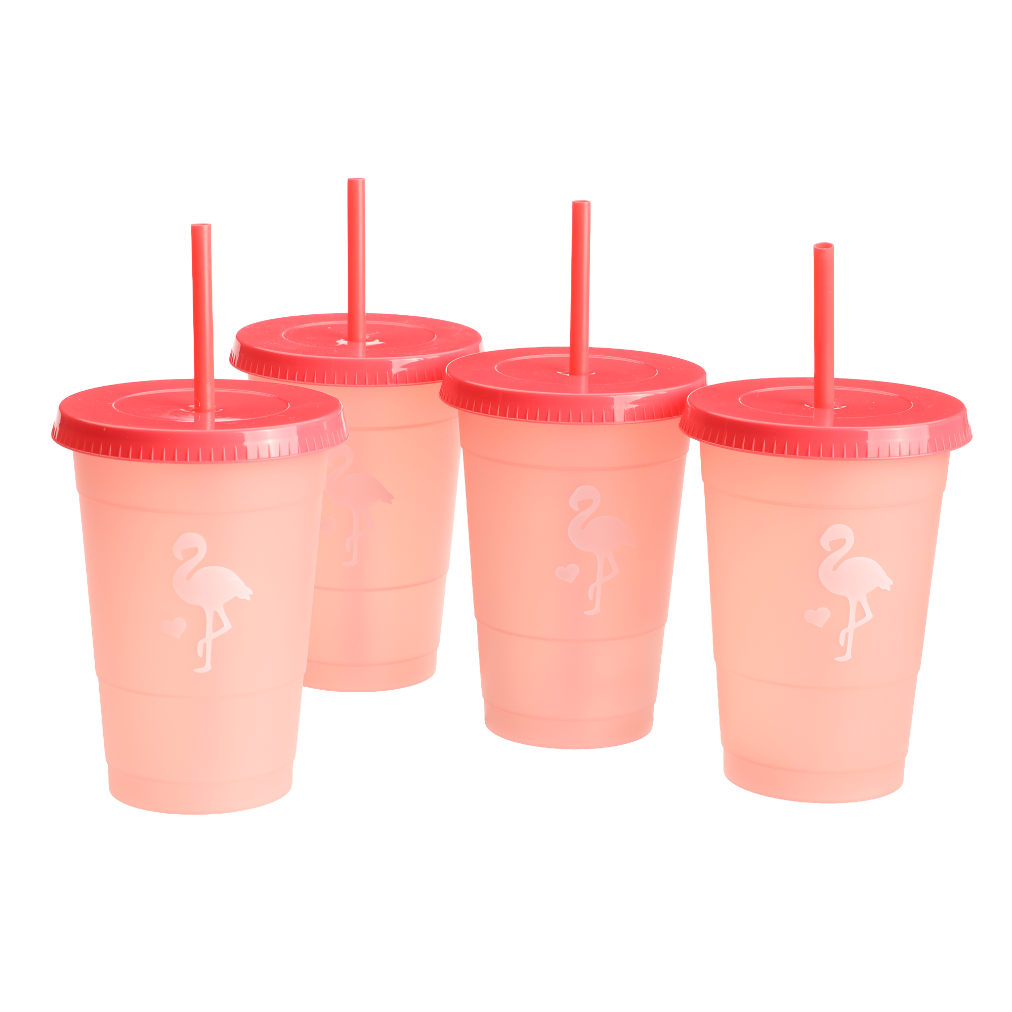 4 gobelets avec paille à changement de couleur - Rose