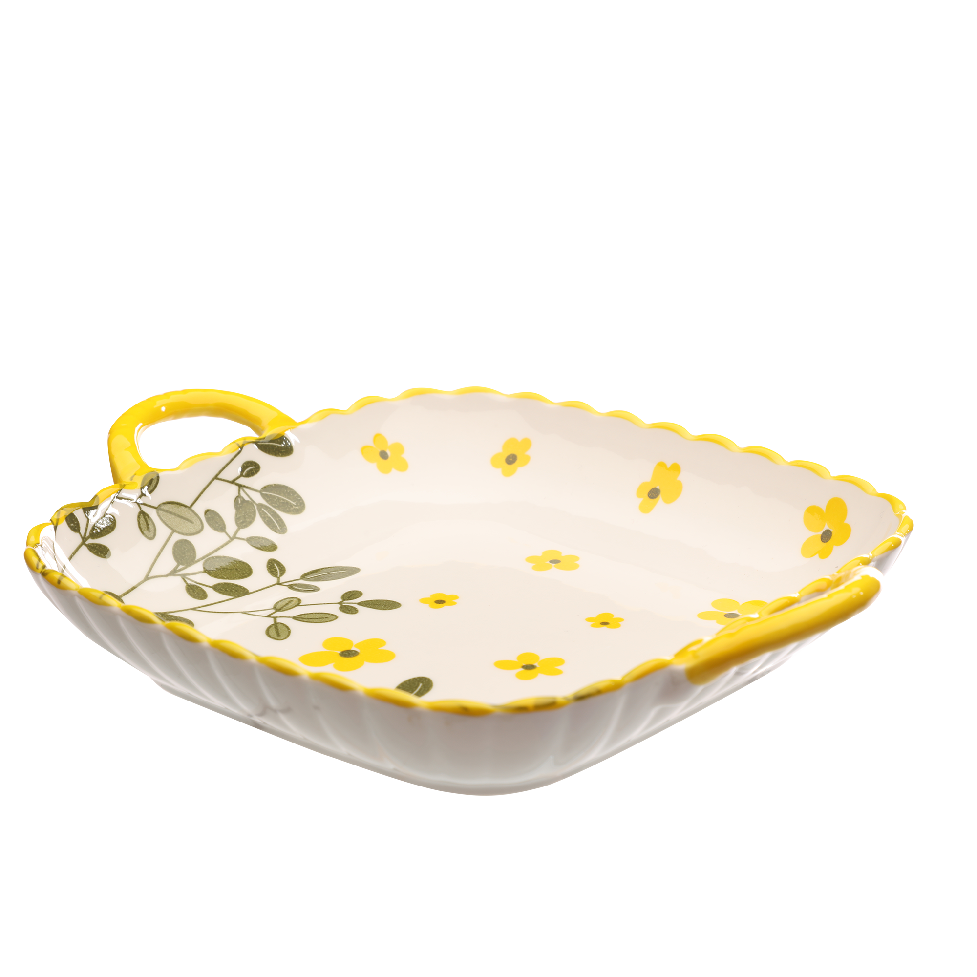 Plat en céramique avec anse 25x20cm - Jaune