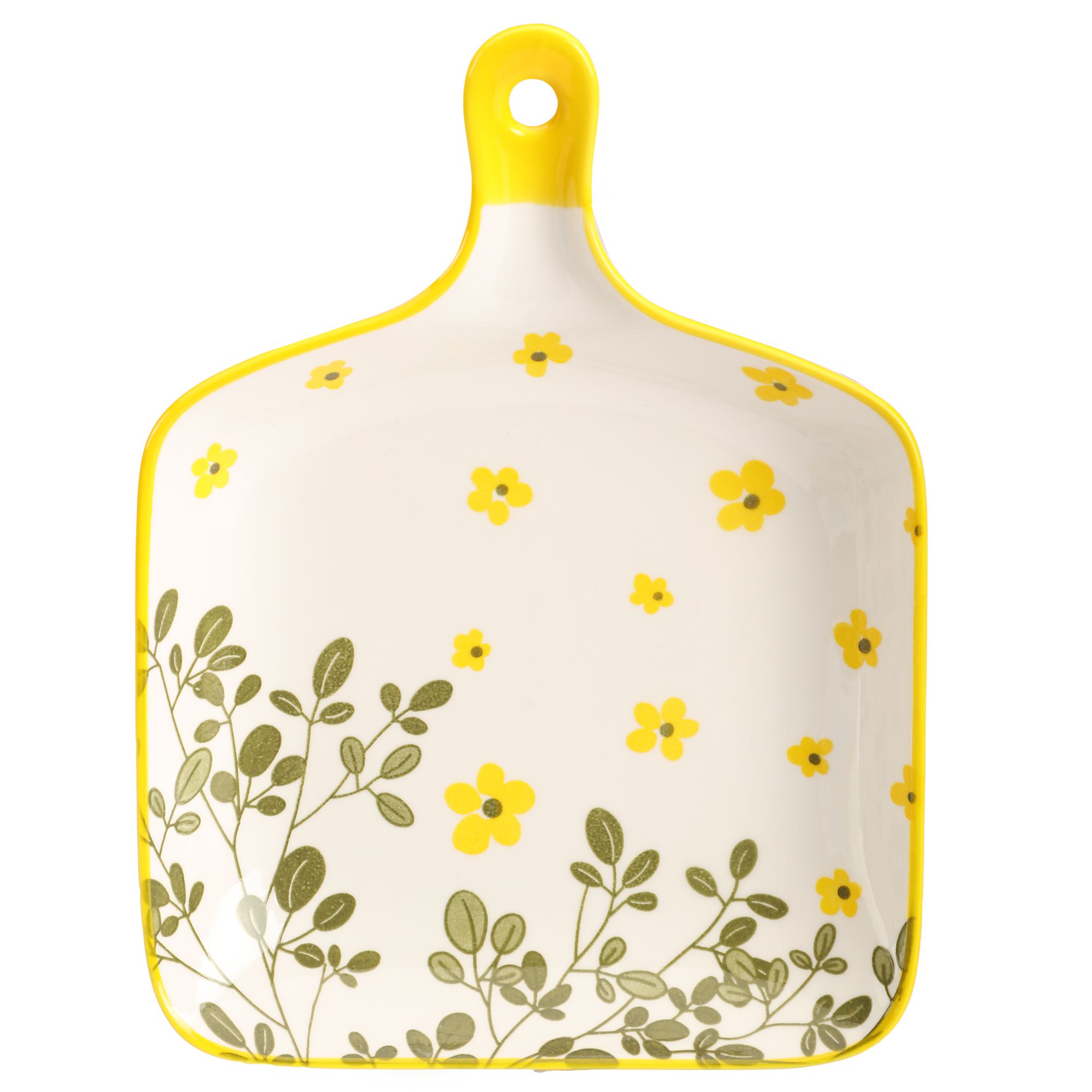 Plat en céramique avec poignée 22x16cm - Jaune