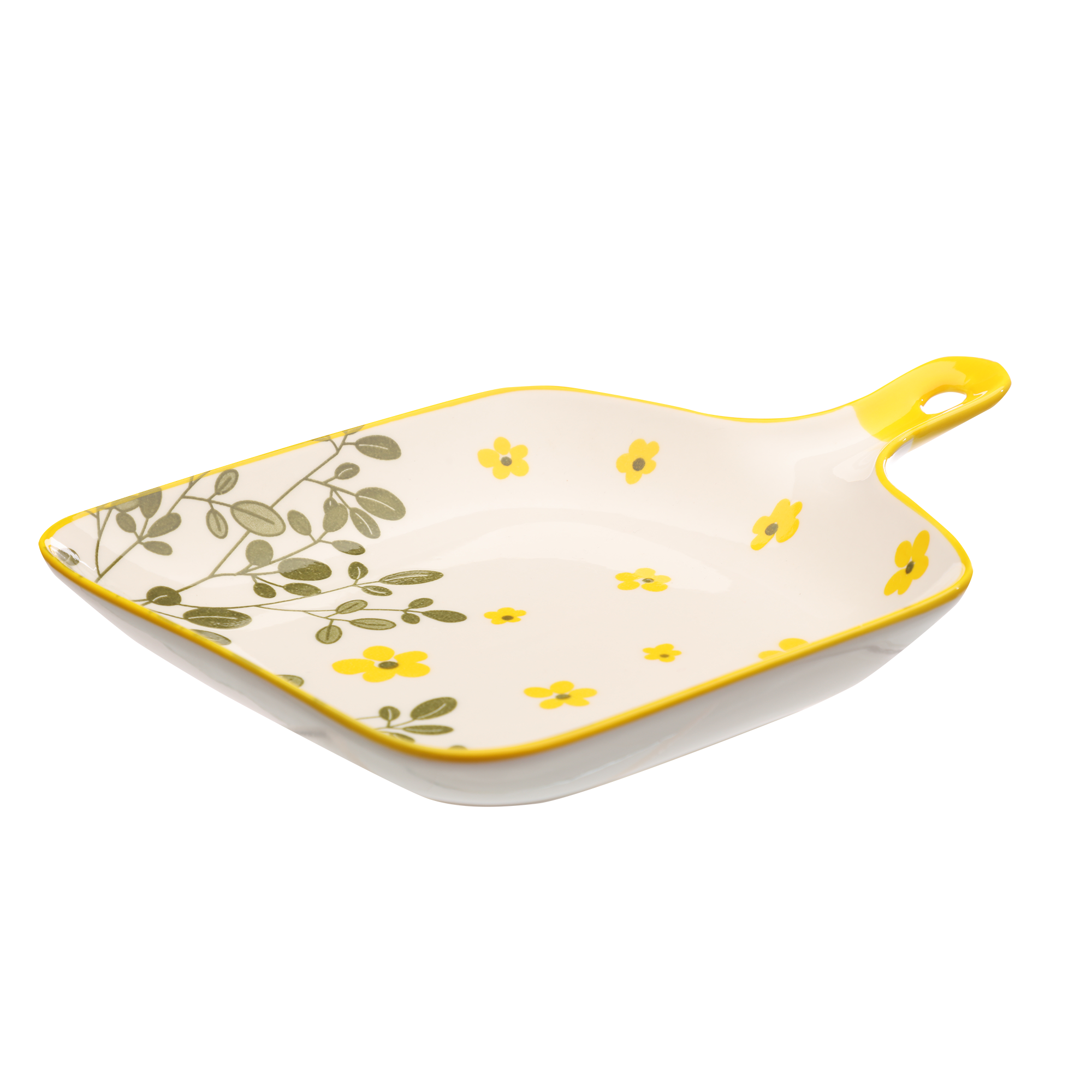 Plat en céramique avec poignée 22x16cm - Jaune