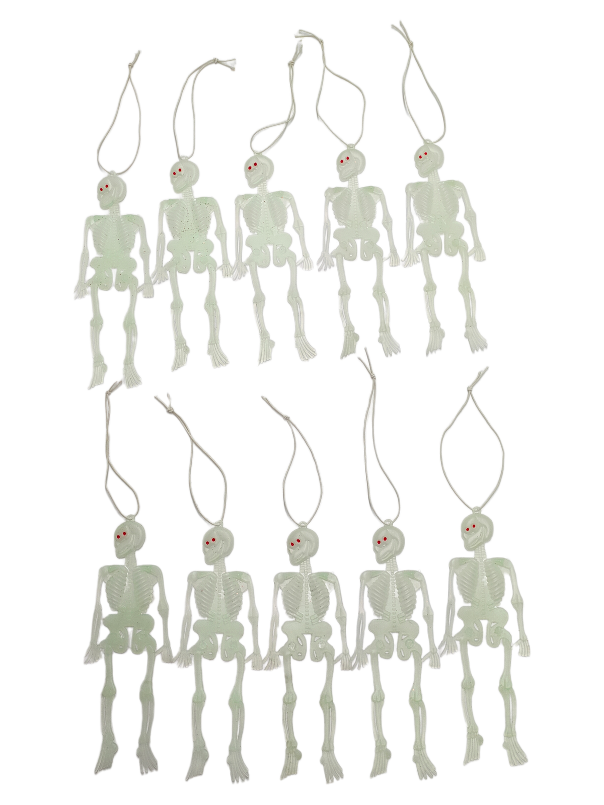 Squelettes phosphorescents pour décoration d’Halloween – 10 pièces