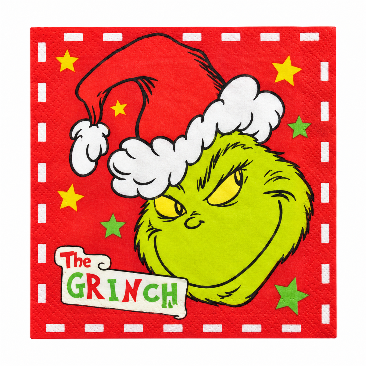 Lot de 12 serviettes en papier de Noël Grinch – 33 × 33 cm - Rouge