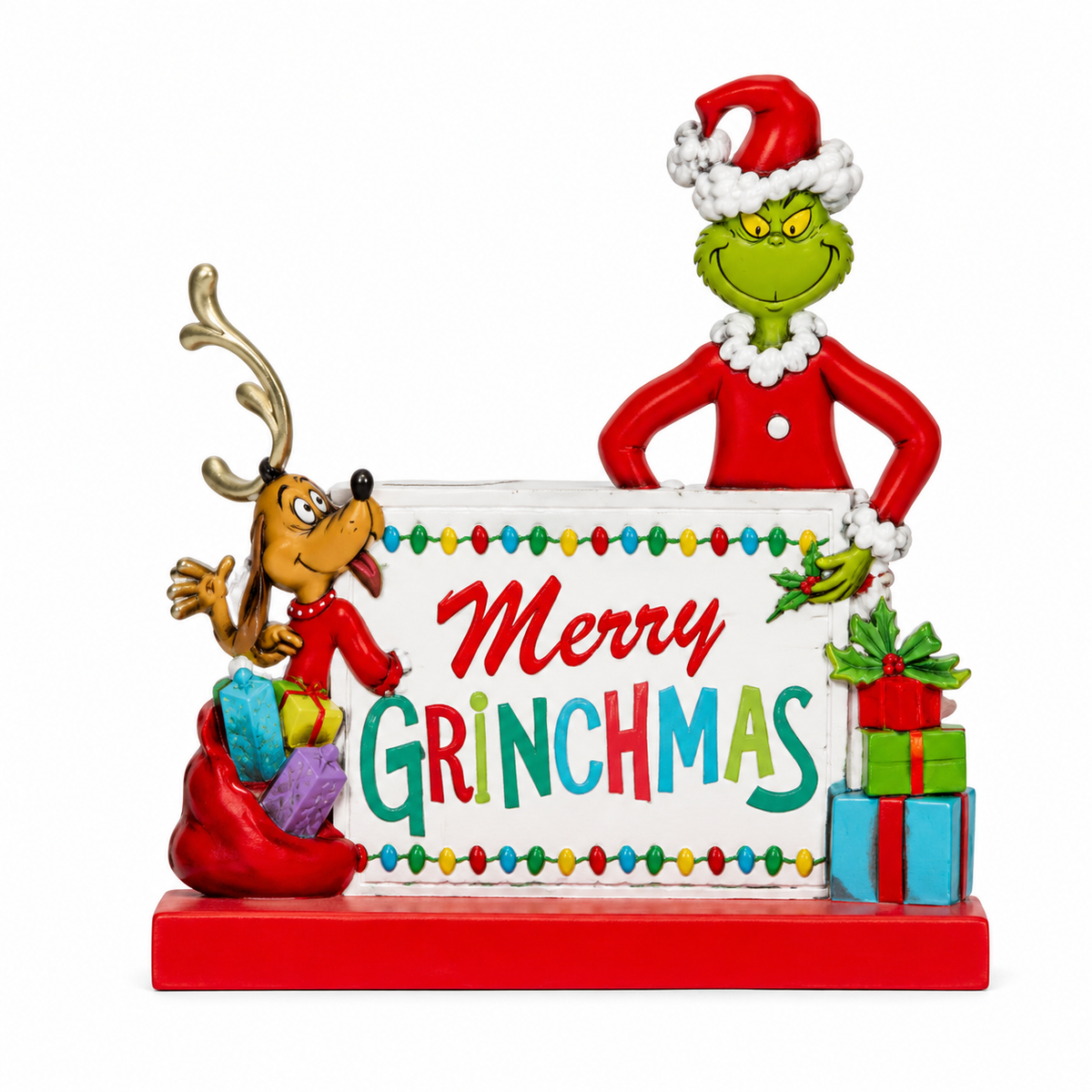 Décoration à poser Merry Grinchmas en MDF – 22 × 4 × 21 cm