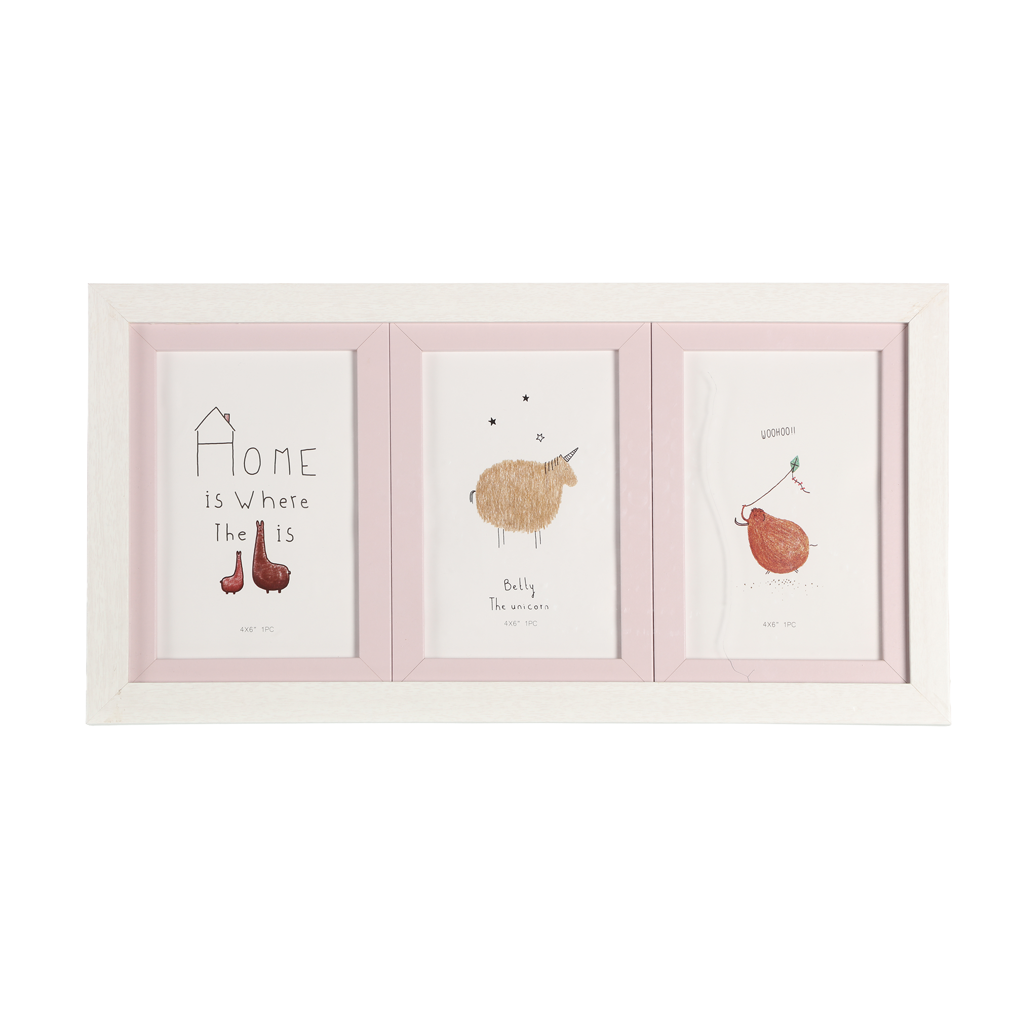 Cadre multi-photos 39,2 x 20 x 2,2 cm - Rose