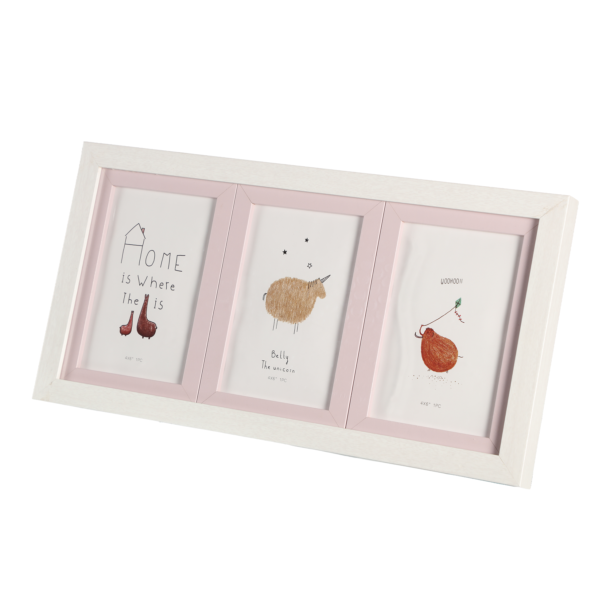 Cadre multi-photos 39,2 x 20 x 2,2 cm - Rose