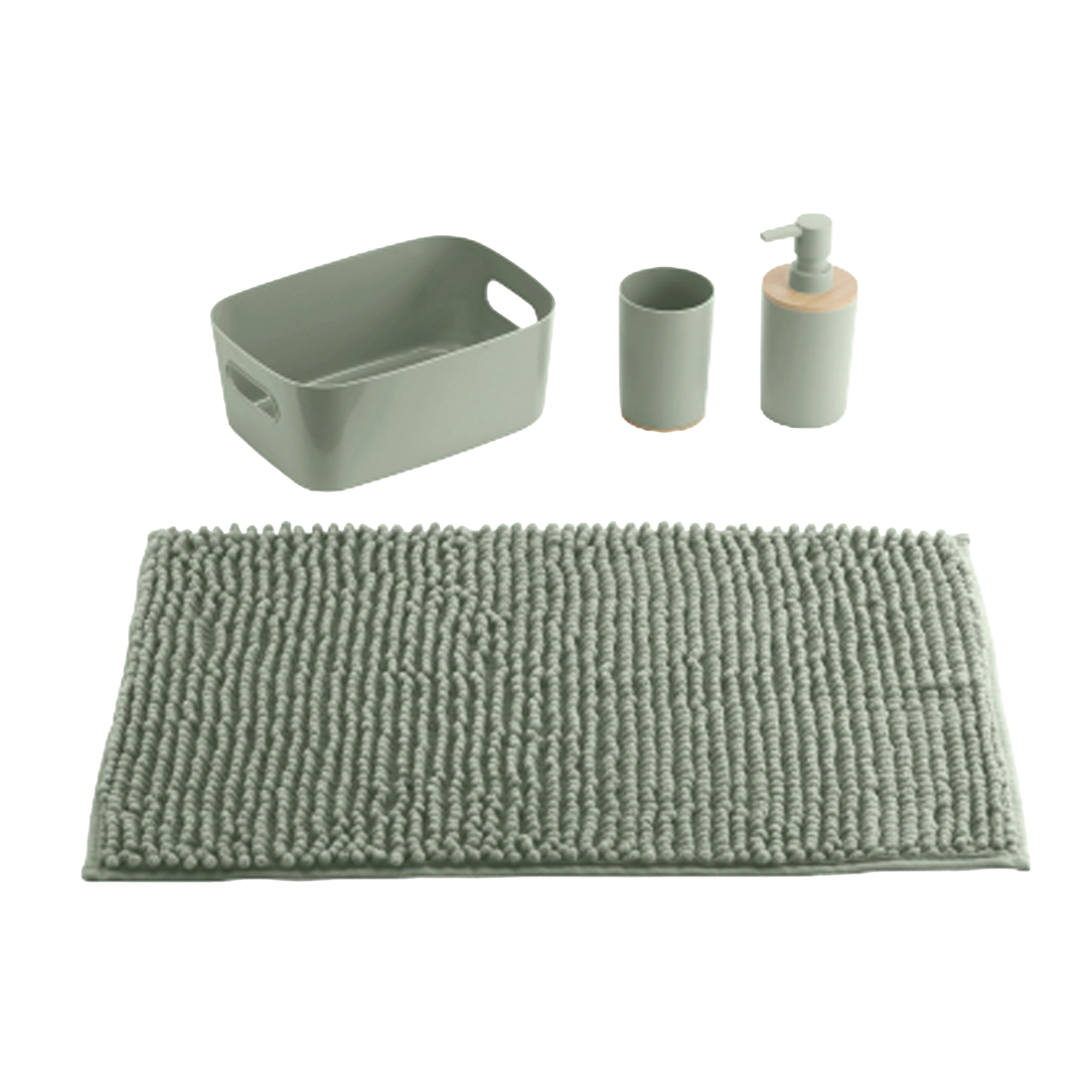 Ensemble salle de bain chenille avec accessoires assortis - Vert