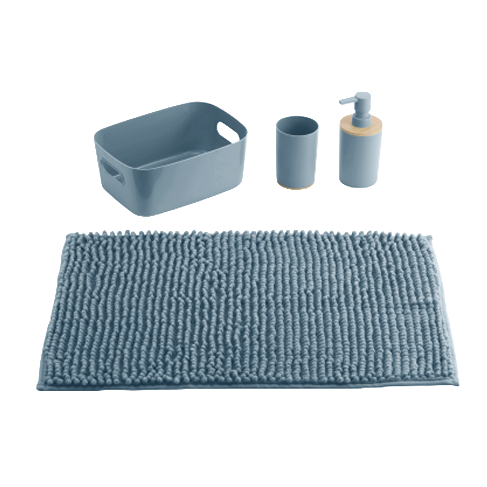 Ensemble salle de bain chenille avec accessoires assortis - Bleu