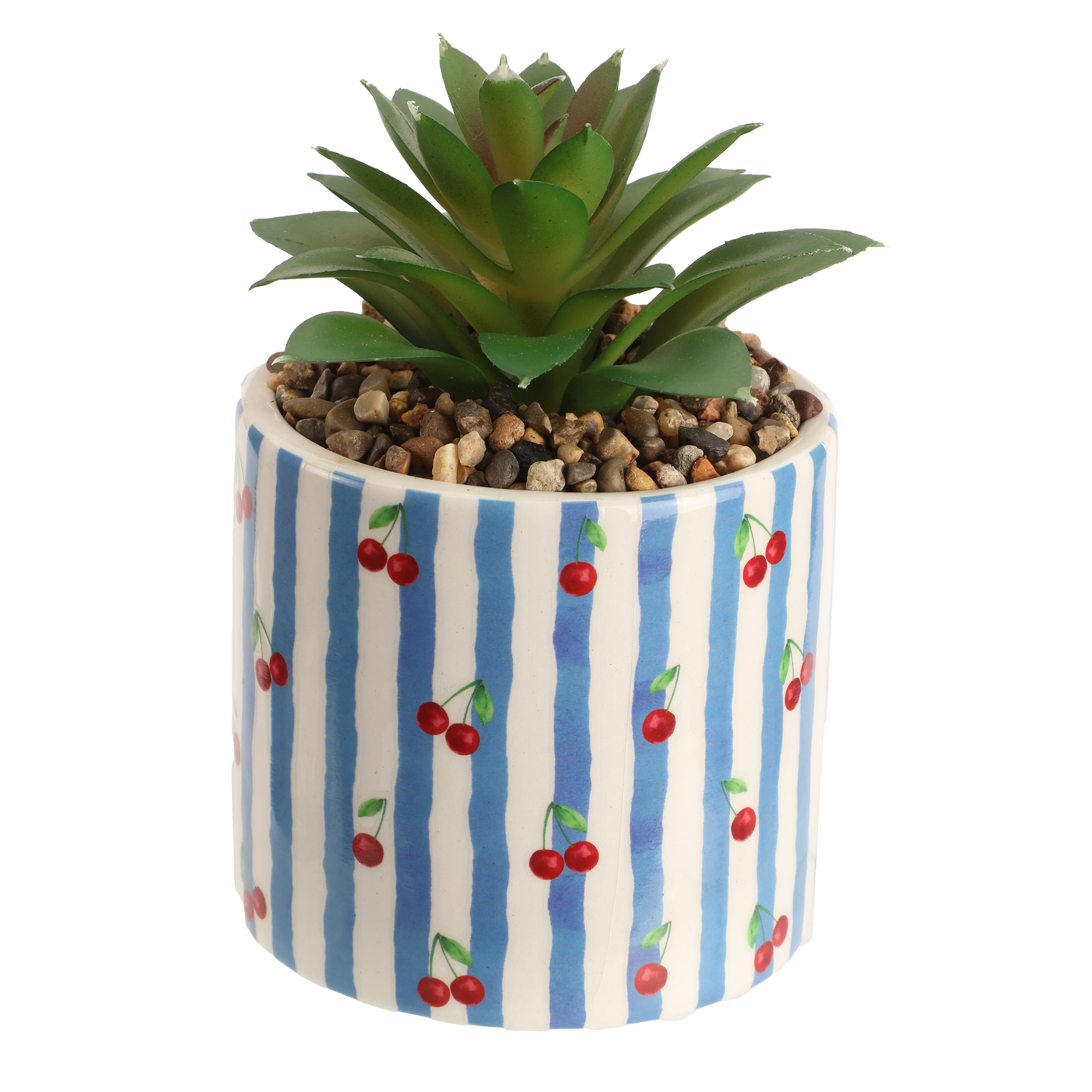 Plante artificielle avec pot imprimé fruits 8,5 × 8,5 × 13 cm