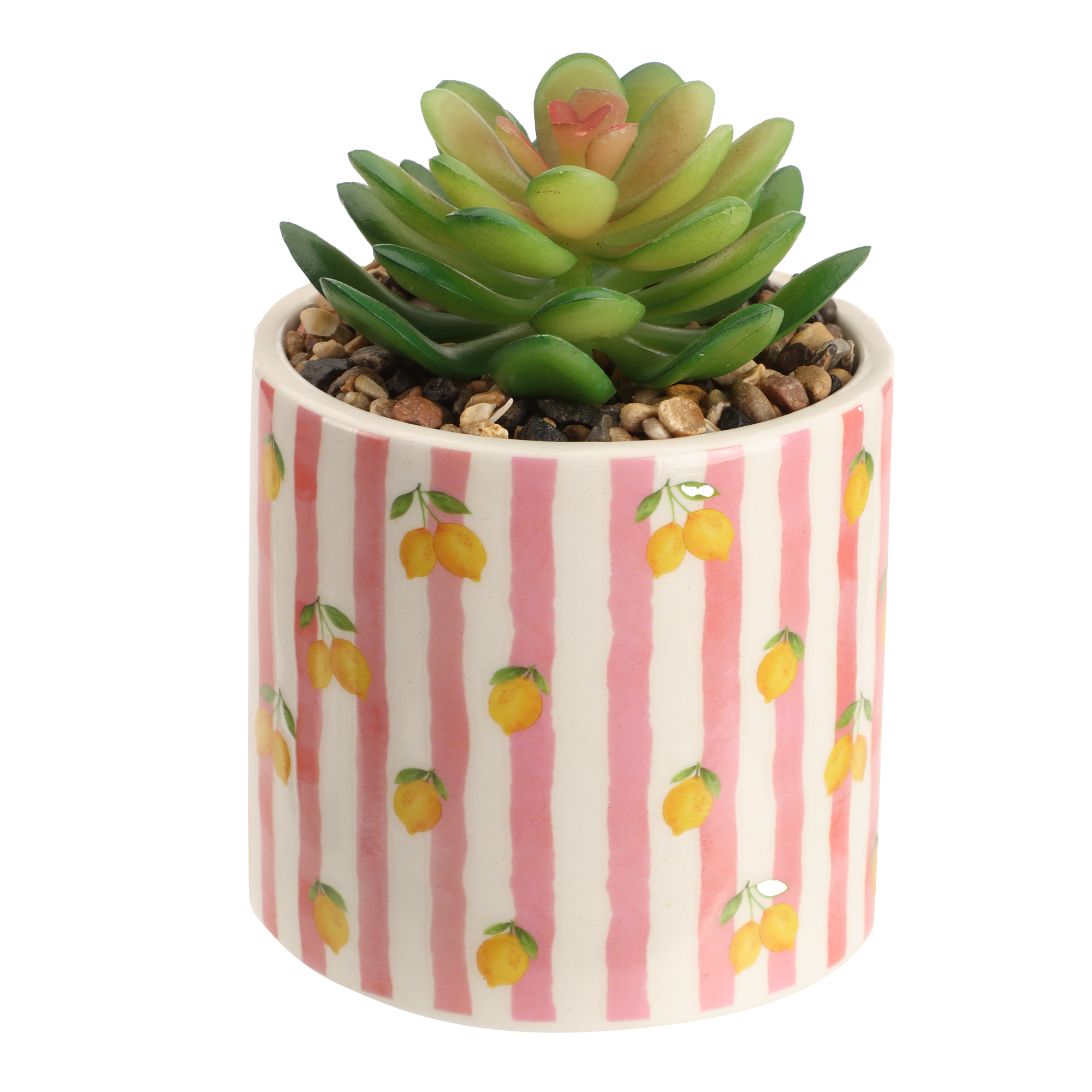 Plante artificielle avec pot imprimé fruits 8,5 × 8,5 × 13 cm