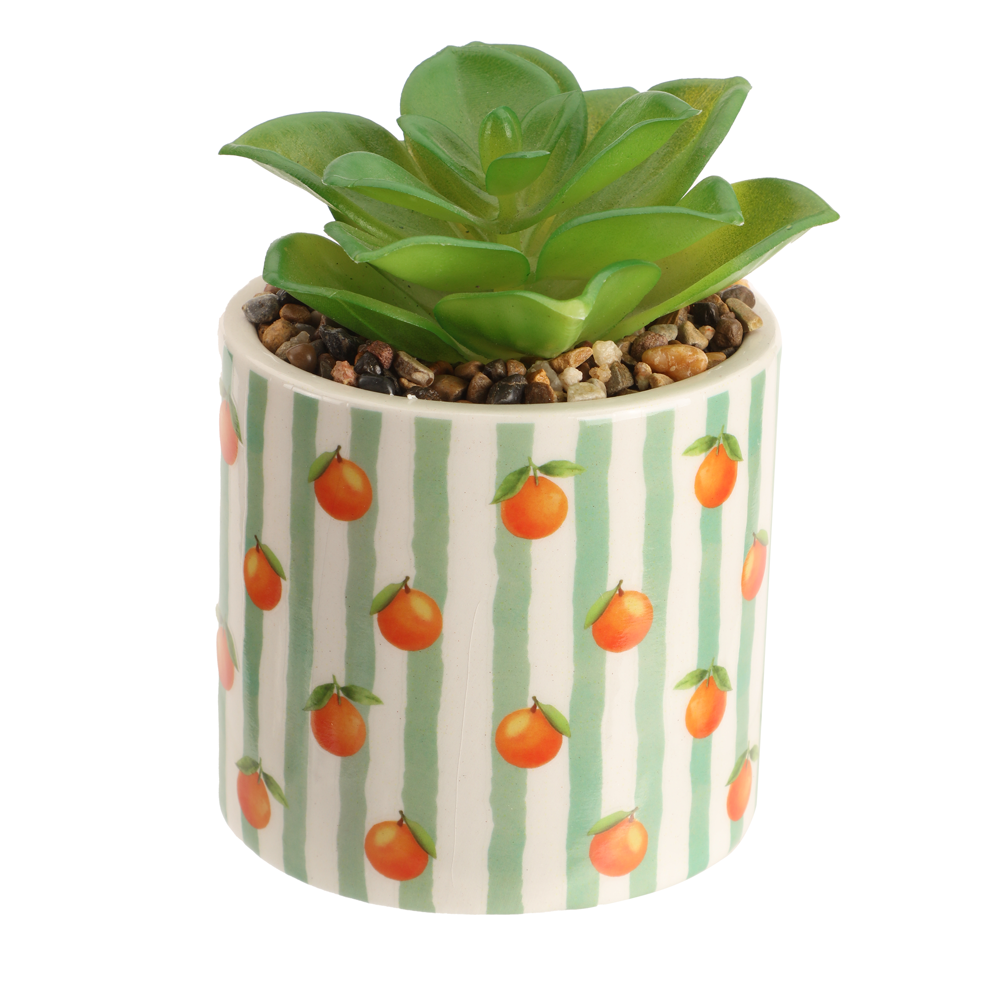 Plante artificielle avec pot imprimé fruits 8,5 × 8,5 × 13 cm