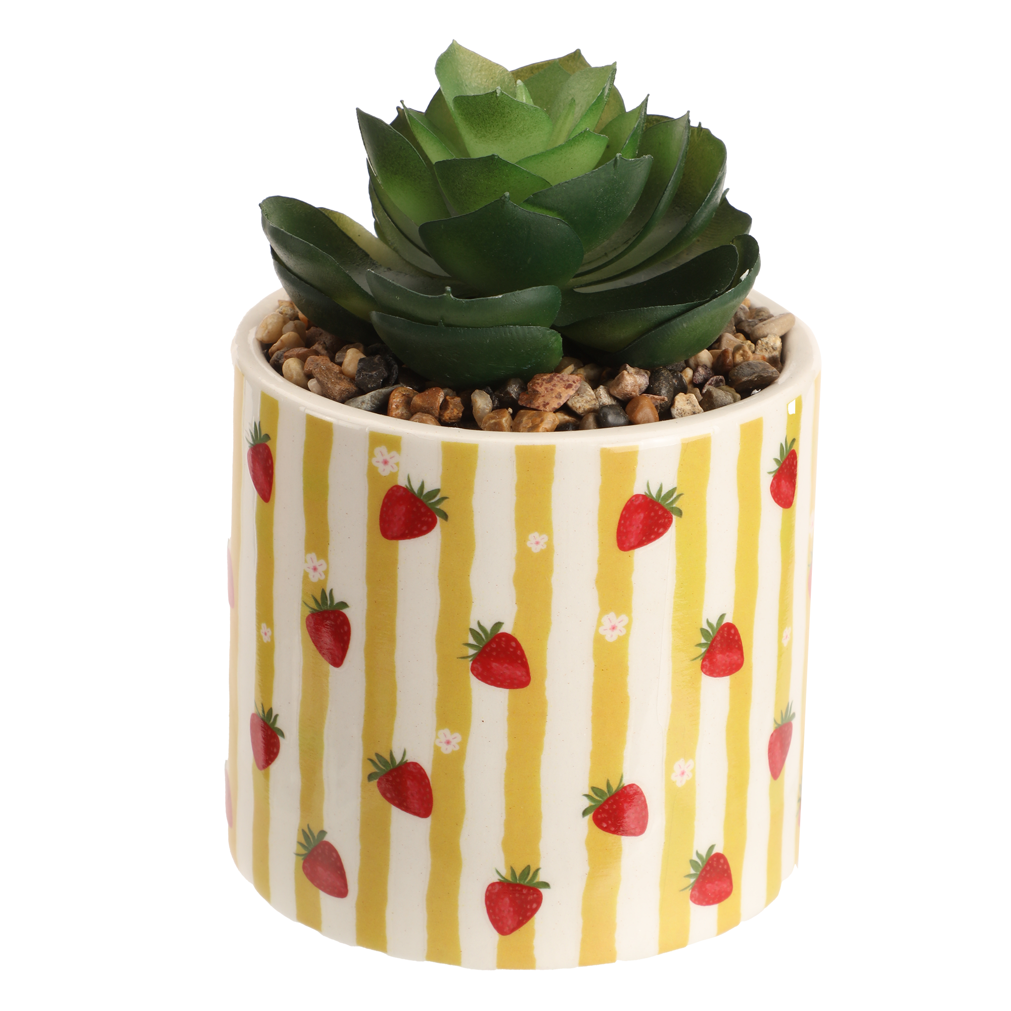 Plante artificielle avec pot imprimé fruits 8,5 × 8,5 × 13 cm