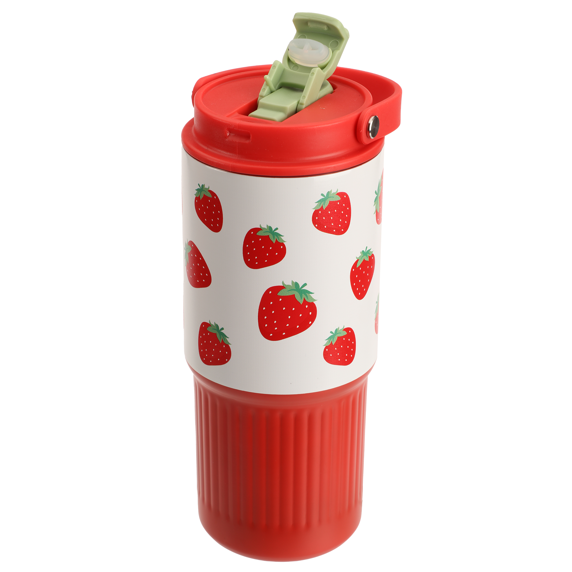 Mug de transport en inox imprimé fruits 750 ml - Rouge