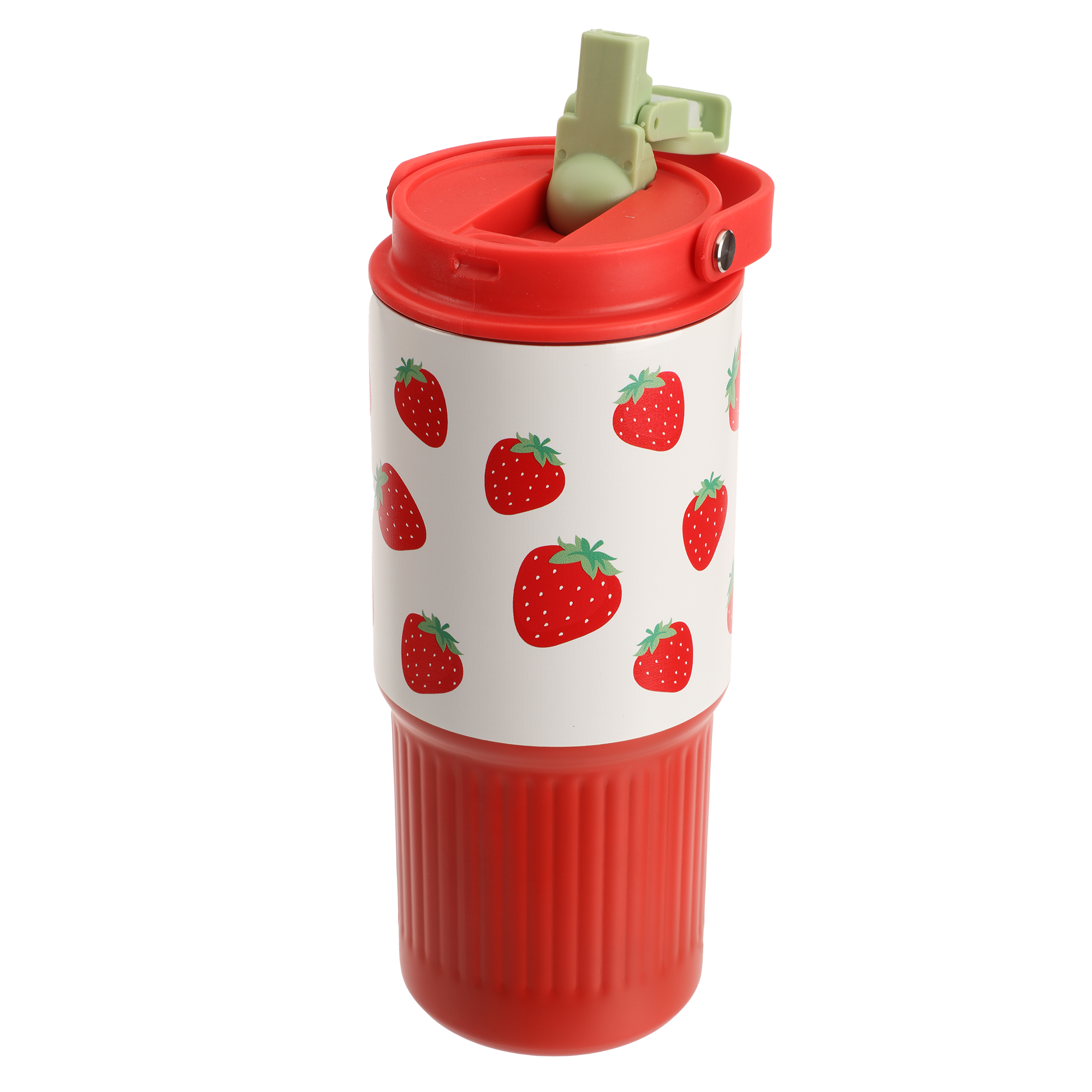 Mug de transport en inox imprimé fruits 750 ml - Rouge