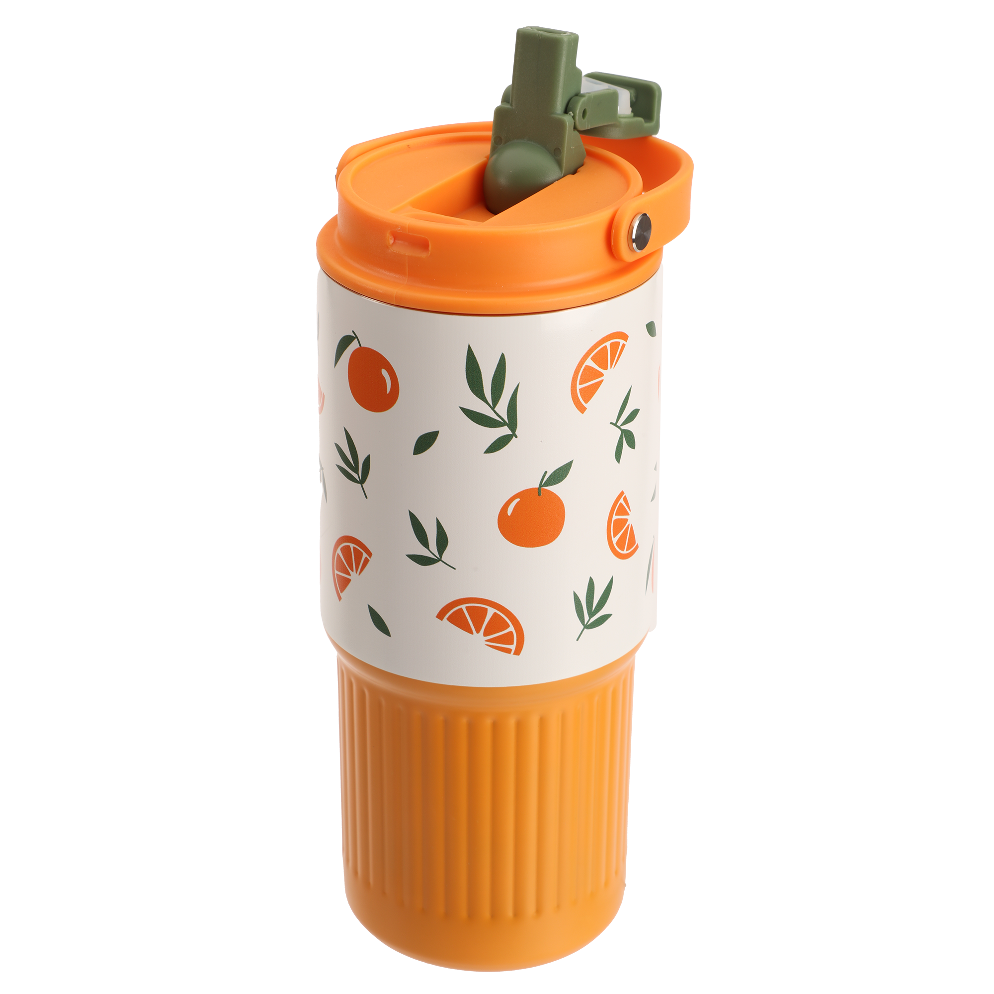Mug de transport en inox imprimé fruits 750 ml - Orange