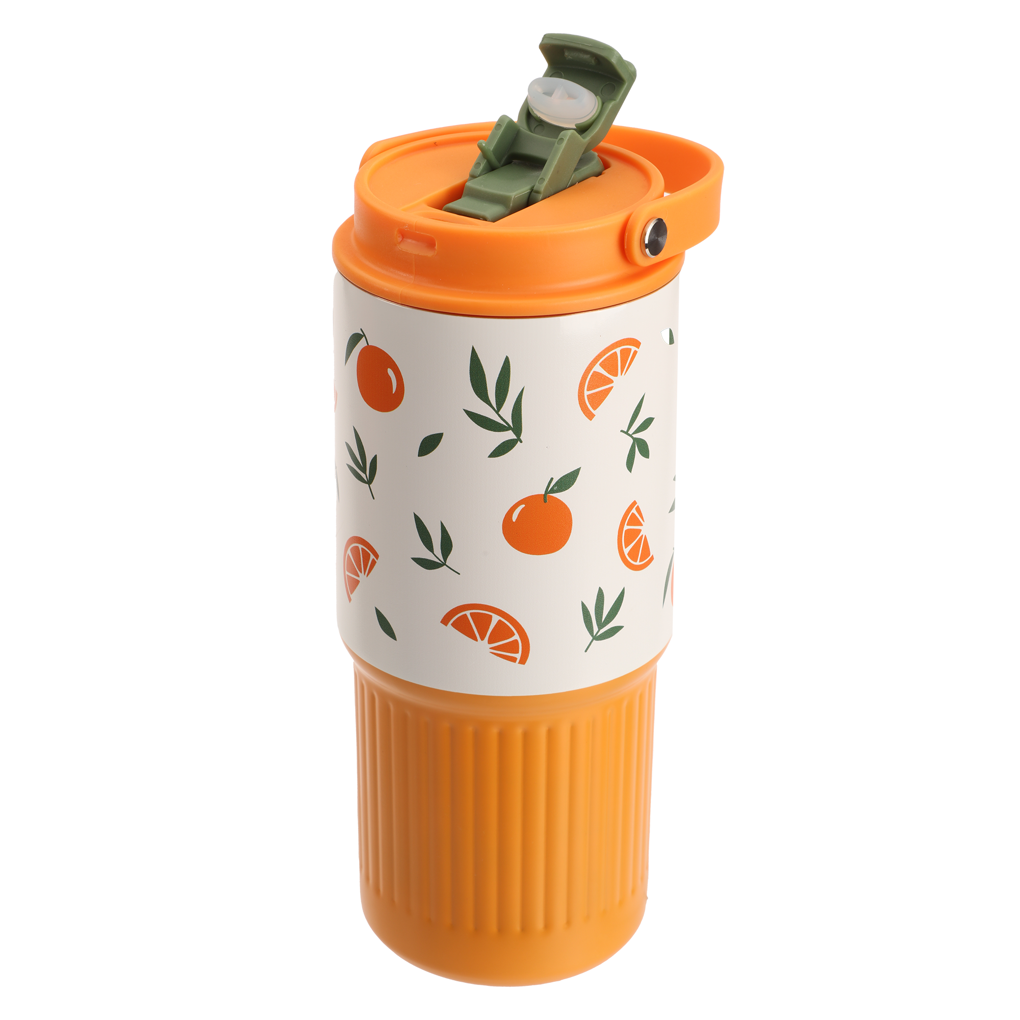 Mug de transport en inox imprimé fruits 750 ml - Orange